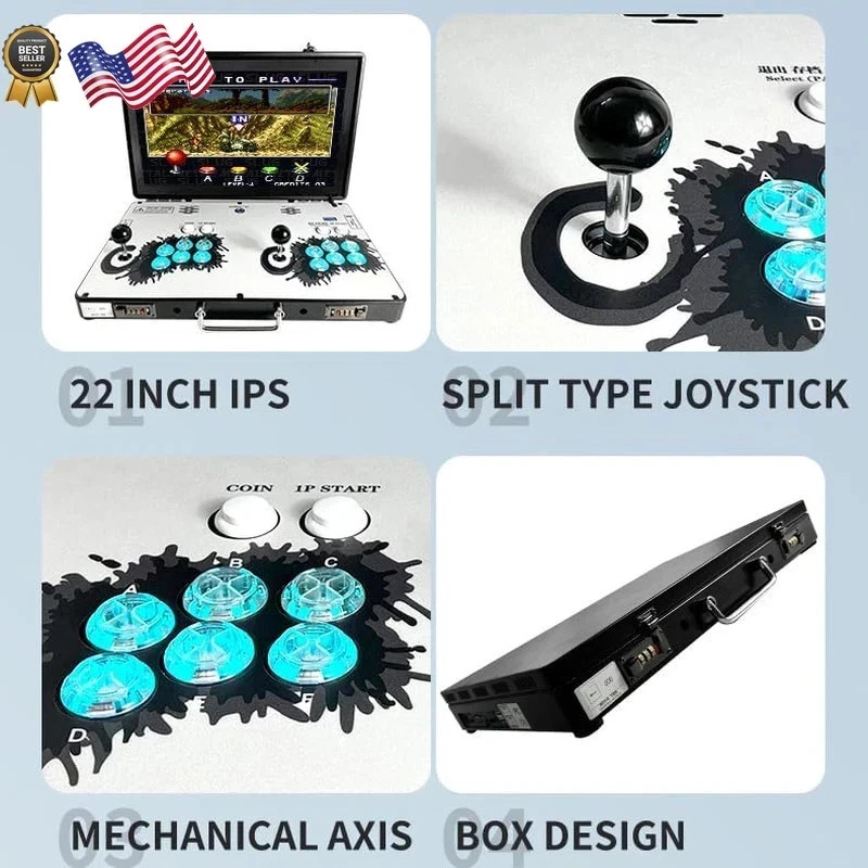 Portable 20000 in 1 Metal Box 3D Arcade Game Console 22 inch Screen Retro