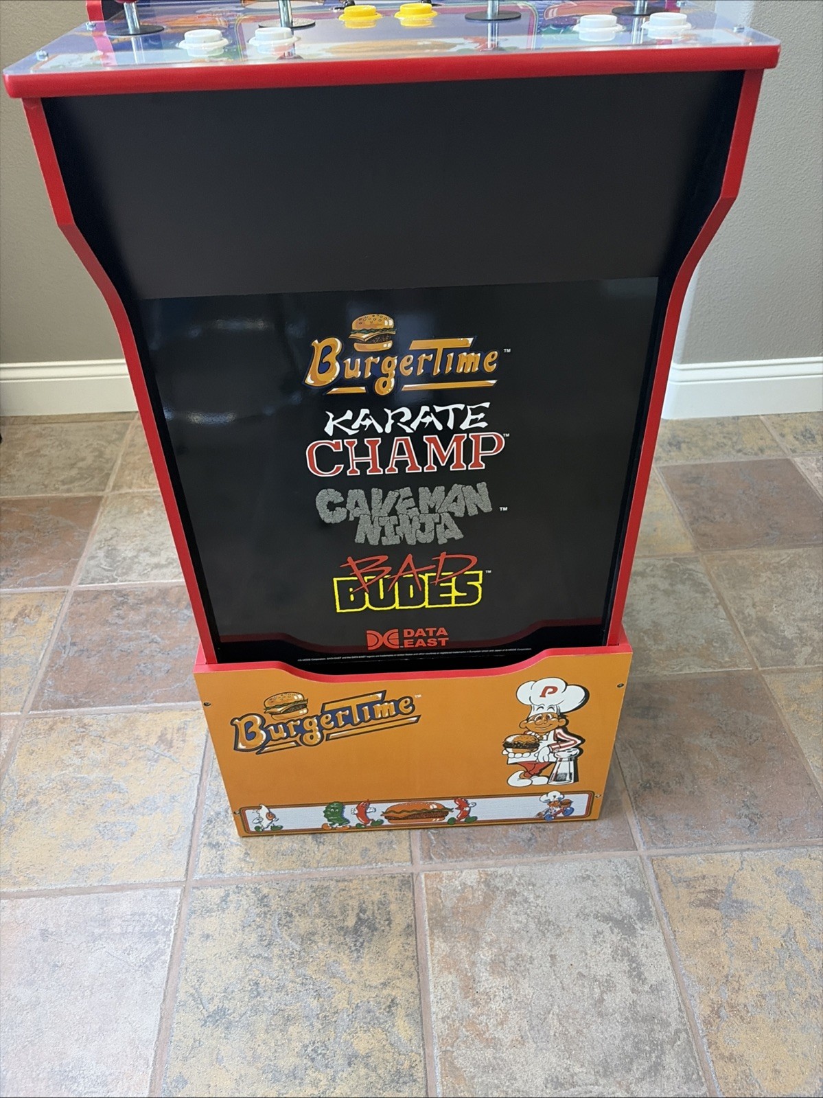 BurgerTime Arcade1up w/Stool, Riser & CoA! Burger Time Arcade Game Machine 1up !