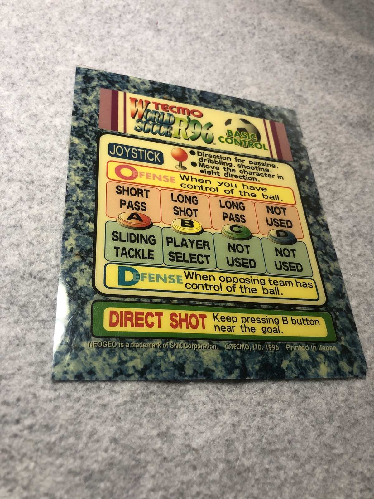 ***** World Soccer 96 Mini Marquee Header SNK Neo Geo Arcade *****