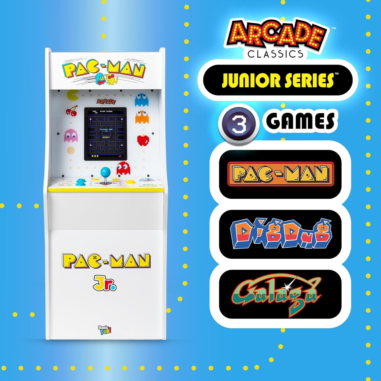 Pac Man Jr Series Free Standing Machine, 3 Games, 8″ Liquid Crystal Screen – …