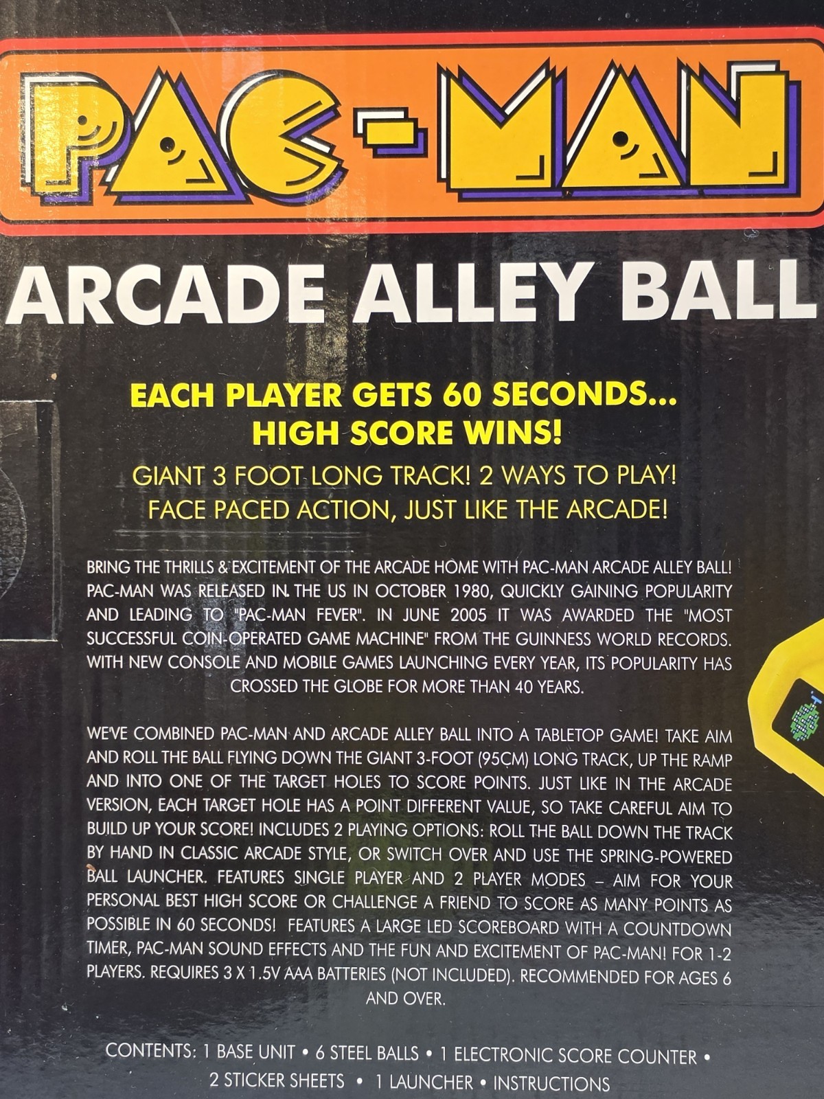 Pac-Man Electronic Arcade Alley Skee-Ball Tabletop Game w/ Lights & Sound 3-Feet