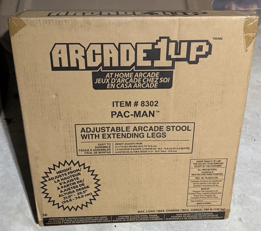 Arcade1UP Pac-Man Adjustable Arcade Pub Bar Stool Retro Pacman Bandai Namco