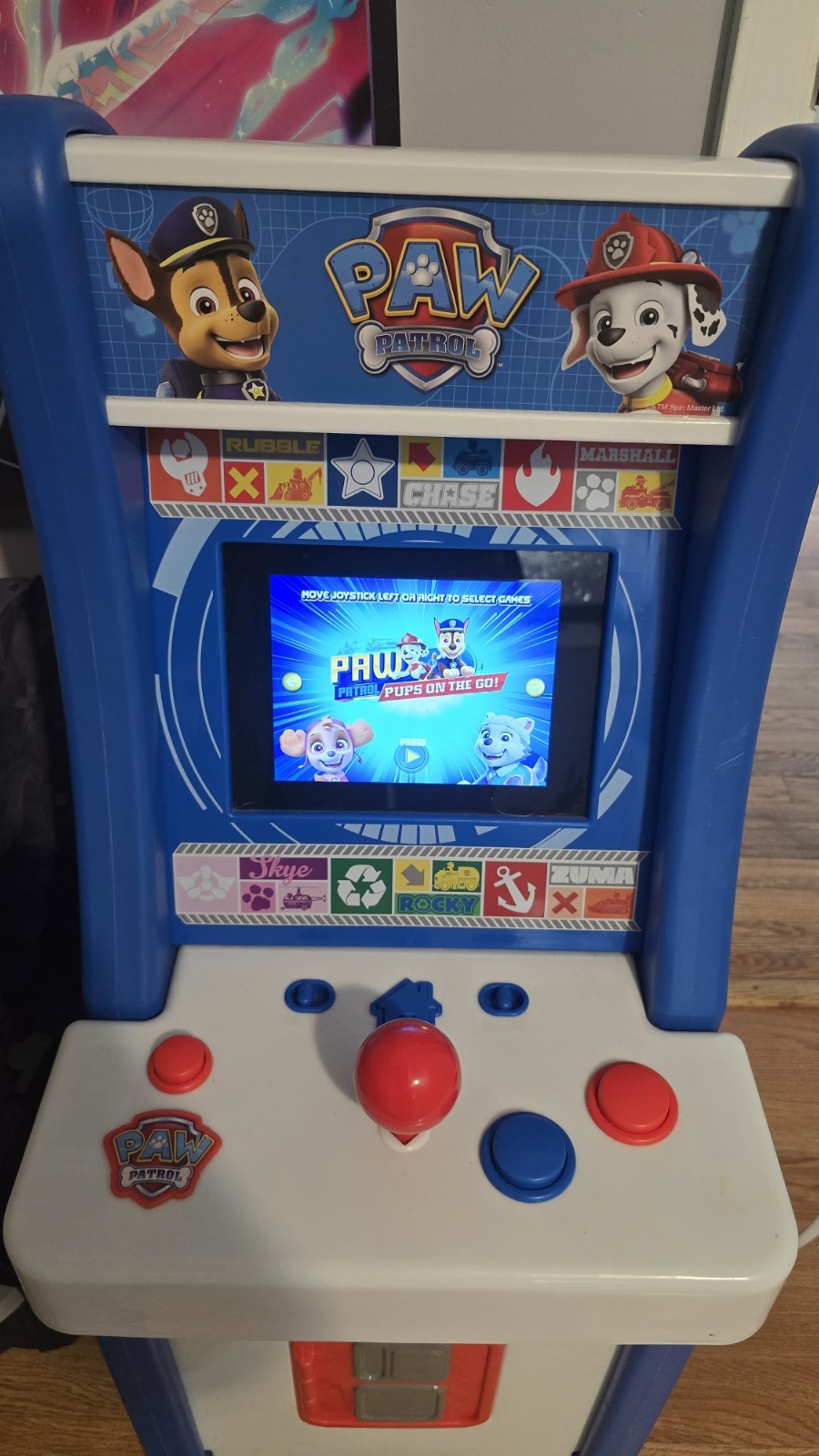 ARCADE 1UP PAW PATROL JR ARCADE GAME W/STOOL – EXCELLENT CONDITION!