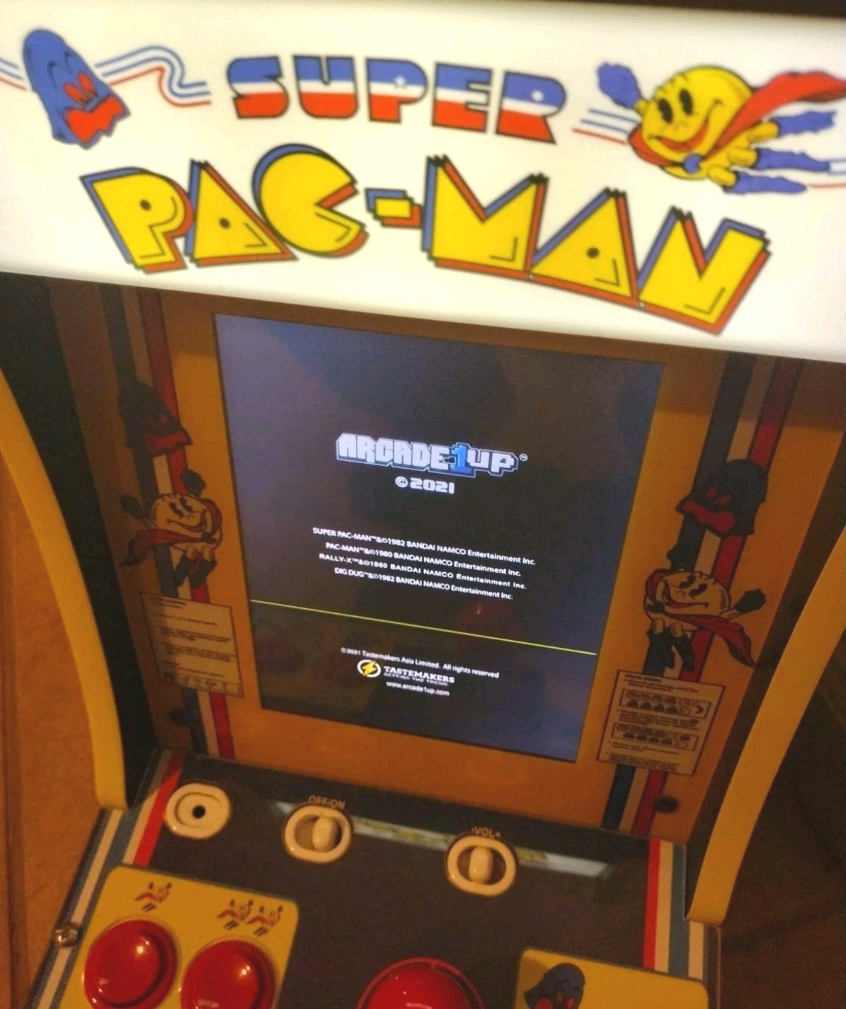 Super Pac-Man Tabletop Retro Arcade Game 4 Games in 1 Arcade-1-Up Works w Issue