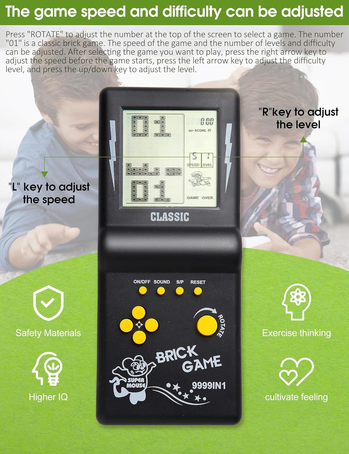 3.5-Inch Large Screen Retro Brick Game Console for the 80S/90S Build in Block