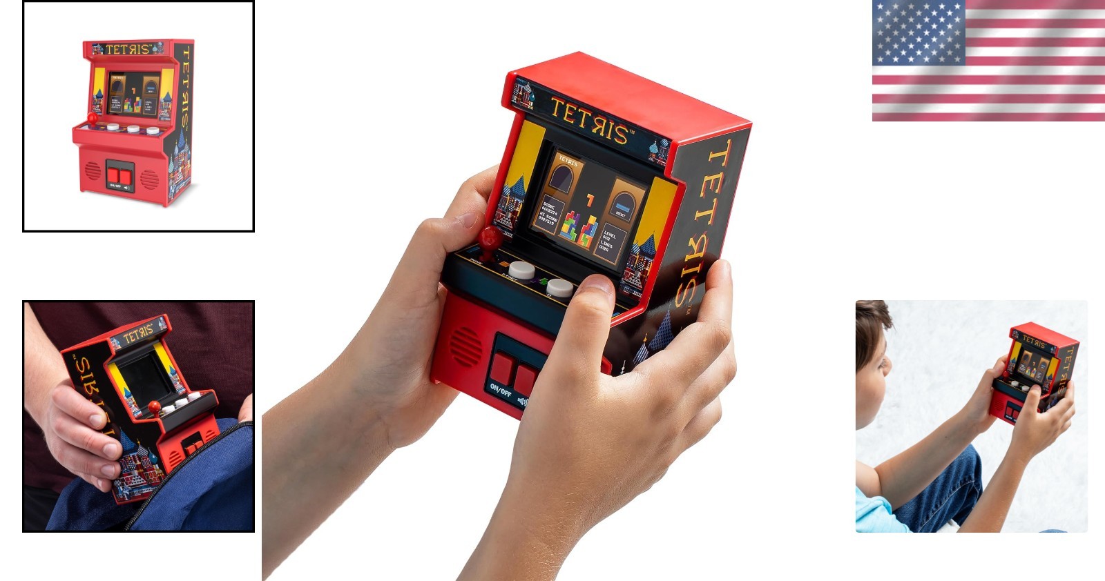 Authentic Tetris Handheld Mini Arcade – Battery Powered Game for Kids 8+