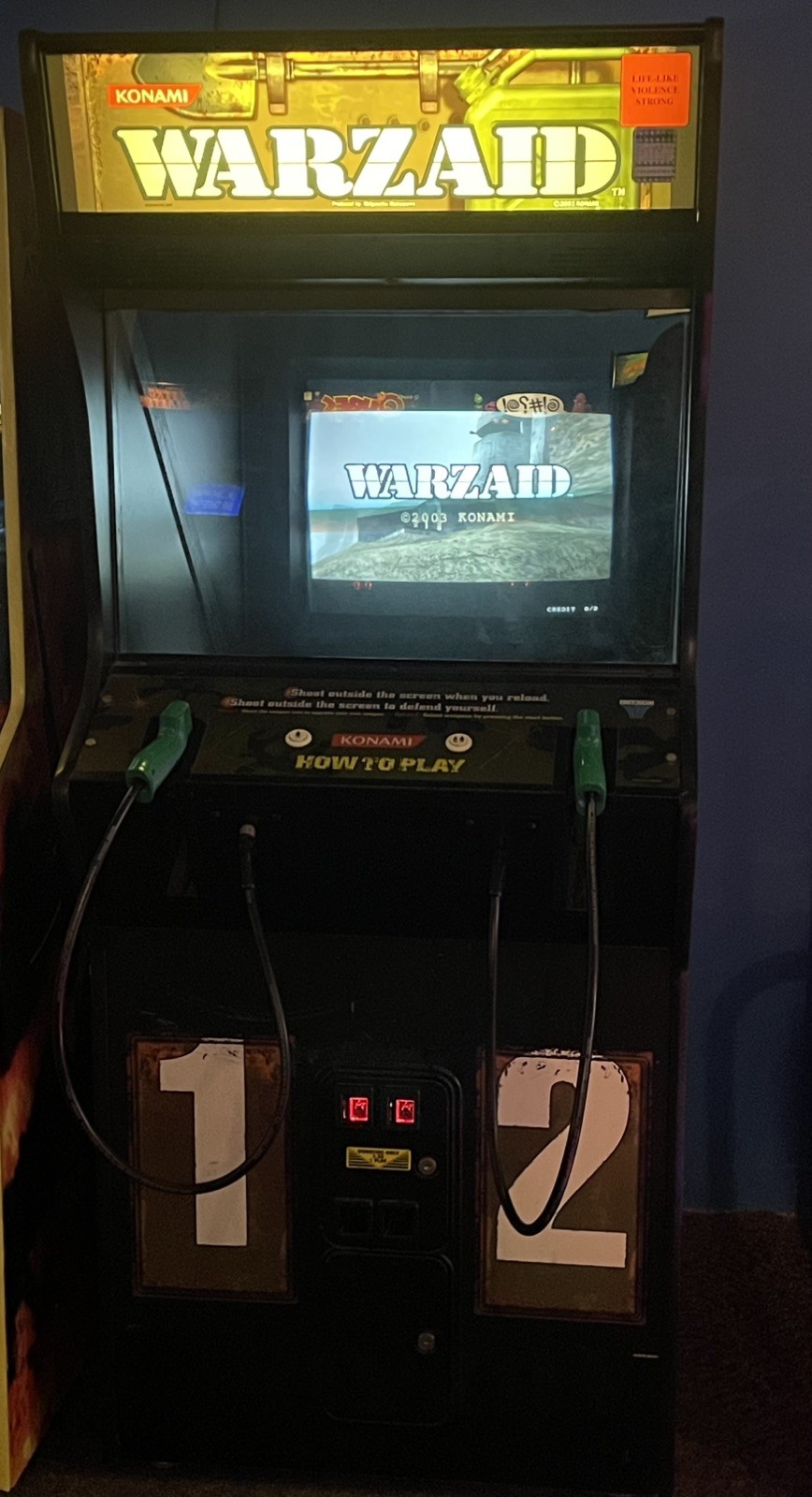 Rare HTF Working Konami Warzaid Arcade Shooting 2 Player Gun Video Game
