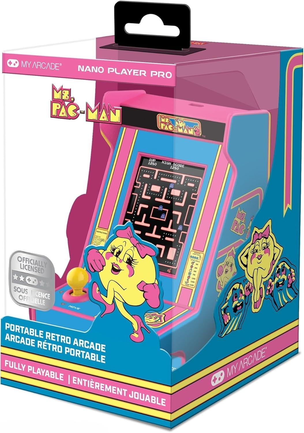 Ms Pac Man Mini Arcade Player 4.8 Inches Portable Retro Game for Kids Adults