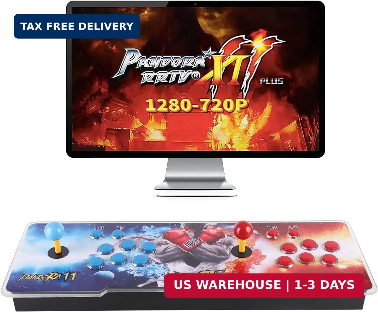 Pandora’s Box 11 Arcade Game Console, 30000 Games, 3D Support, Upgraded CPU, 4-P