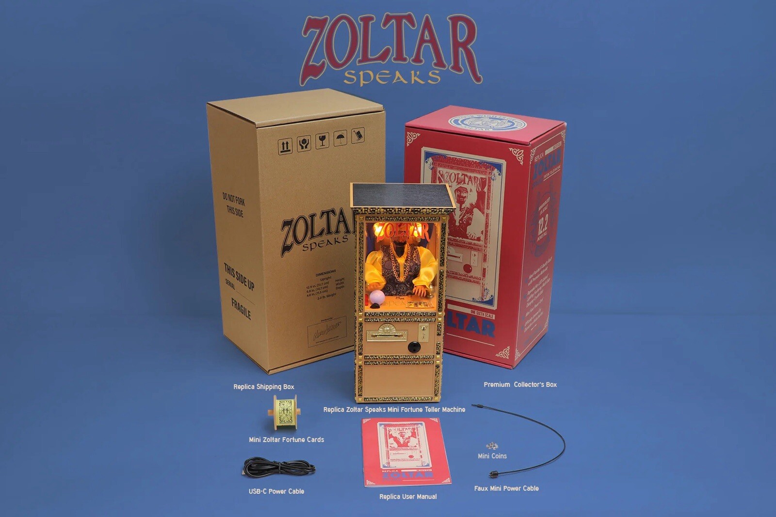 Zoltar Speaks Fortune Teller 1/6 Scale Mini Zoltar 12” working replica w/Extras