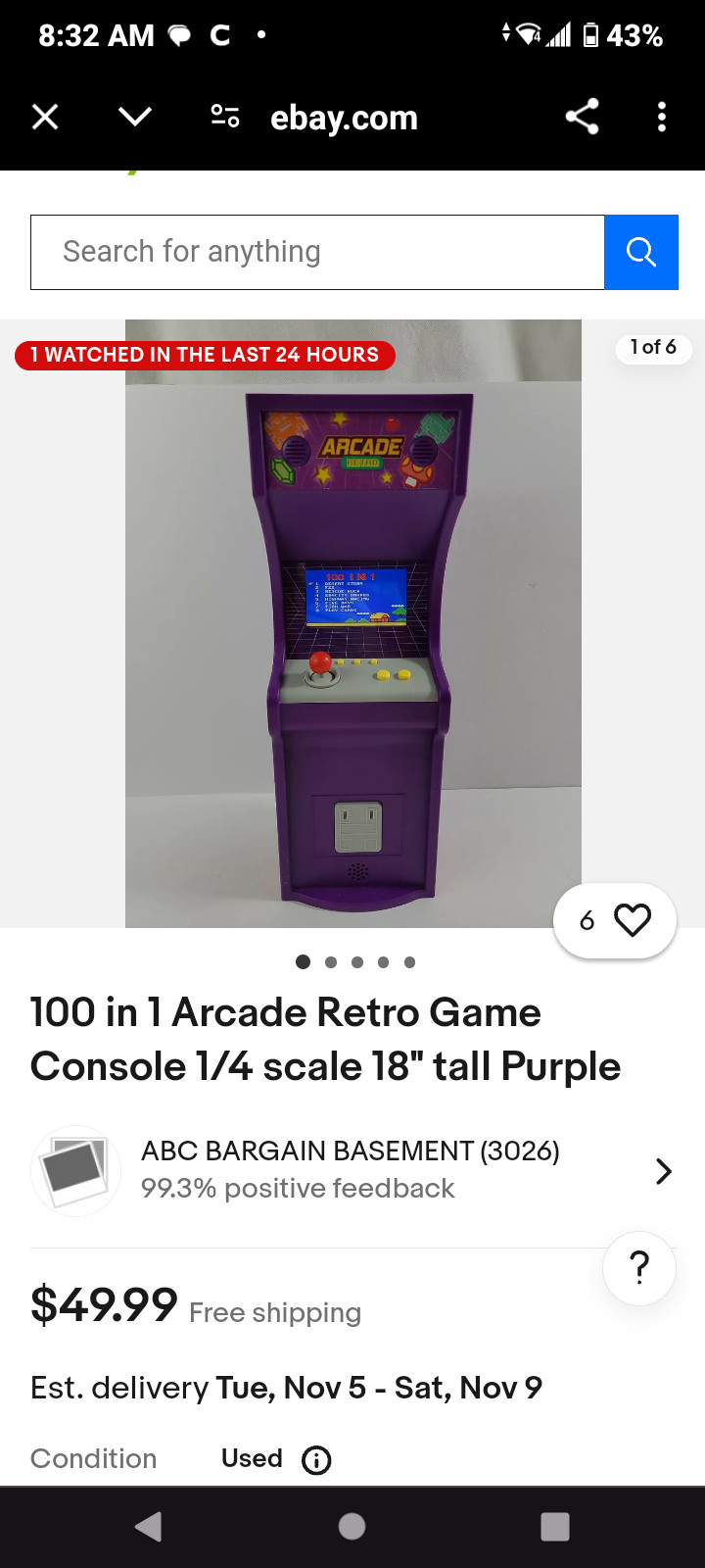 Arcade Retro Game with 100 Games in 1, 18″ Tall