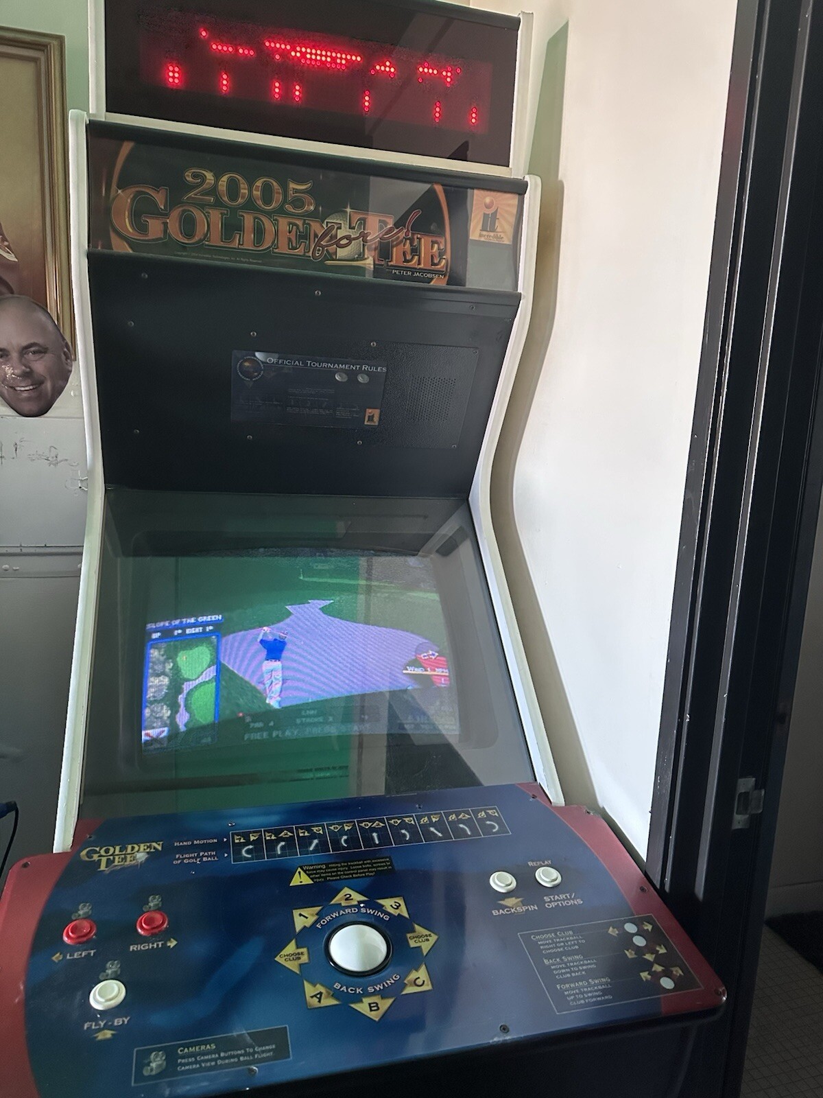 Golden Tee Golf 2005 commercial standup edition with Bill acceptor coin, card