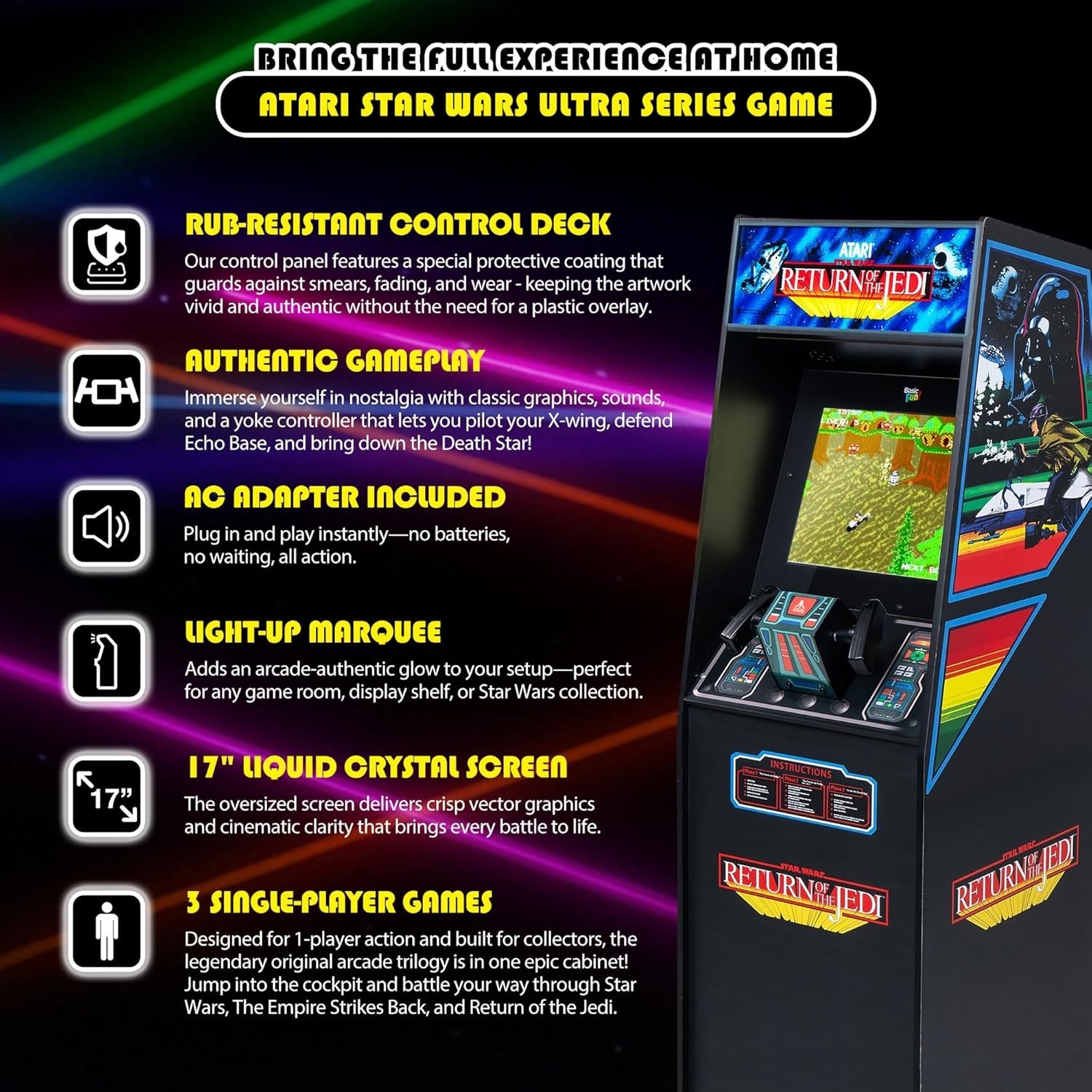 Arcade1up Classics Atari Star Wars Ultra Series Free Standing Electronic Game