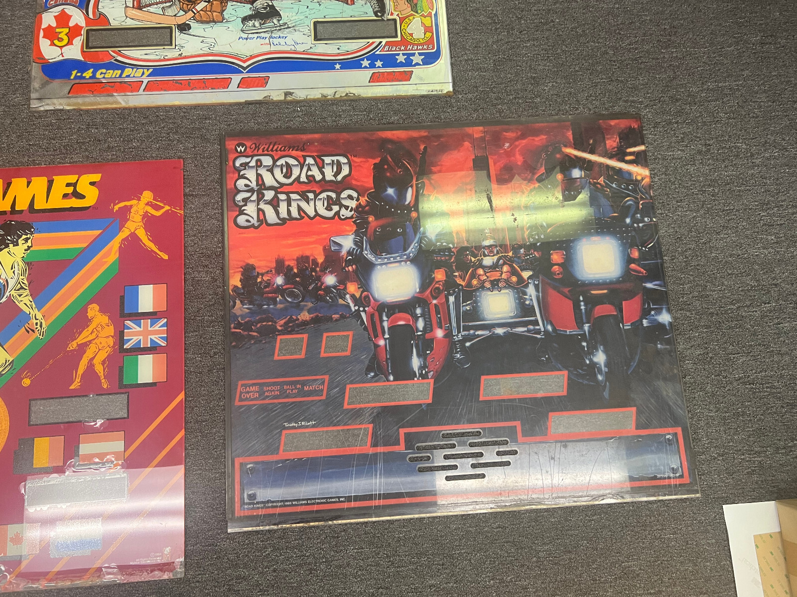 ROAD KINGS Pinball BACKGLASS by WILLIAMS 1986