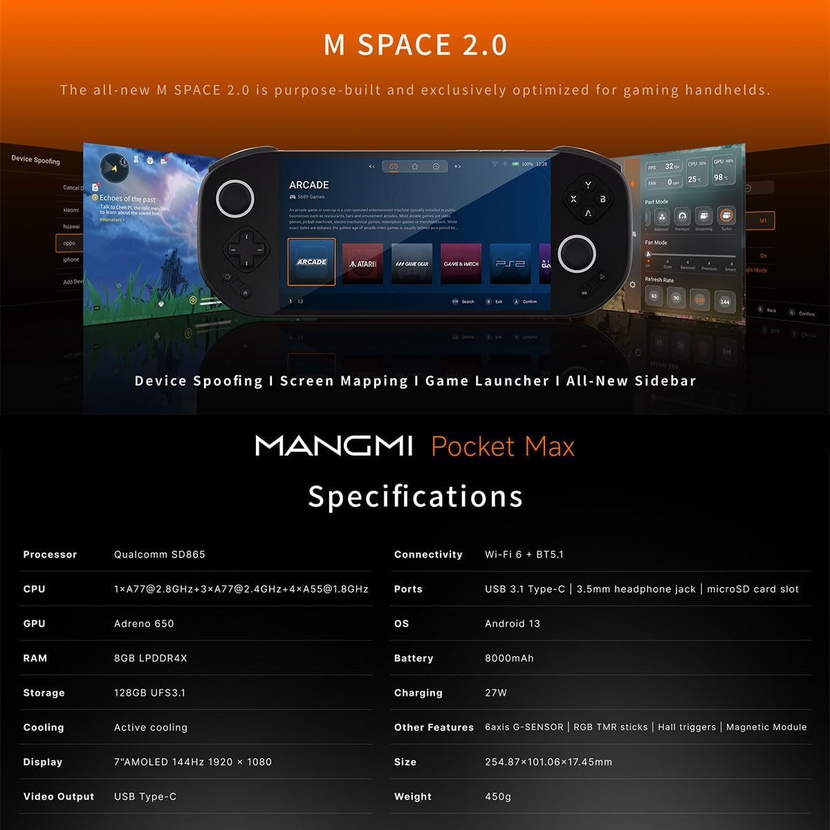 Consola De Juegos Mangmi Pocket Max, Sistema OLED Android