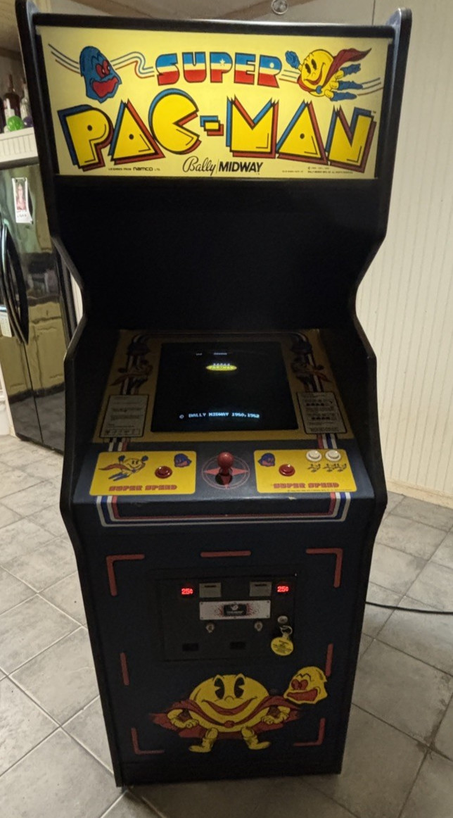 Super Pac-man Arcade Machine 1982 Full Size Original