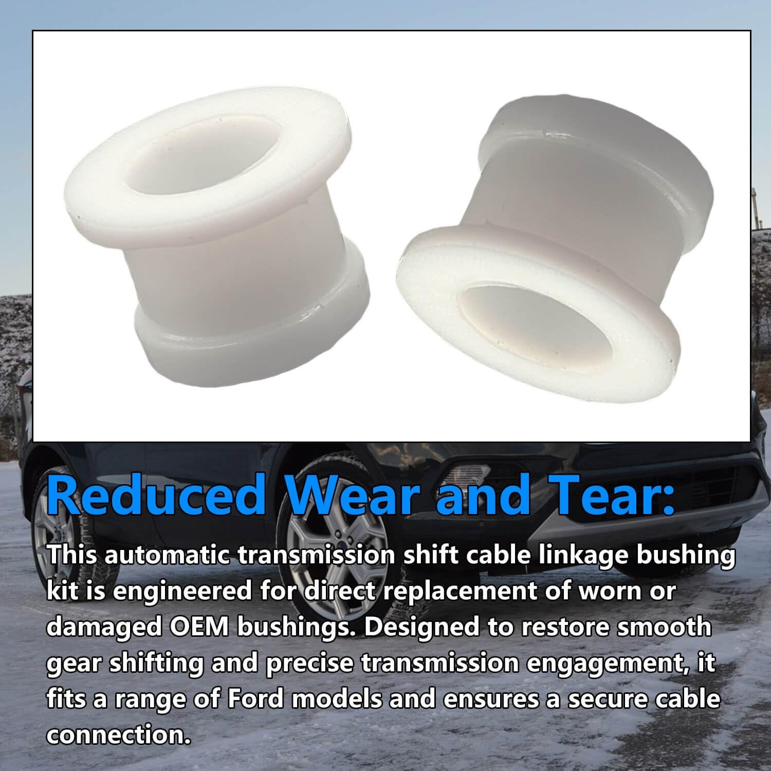 2 PCS Shifter Cable Bushing Kit, Compatible with Ford Edge 2012-2020 white