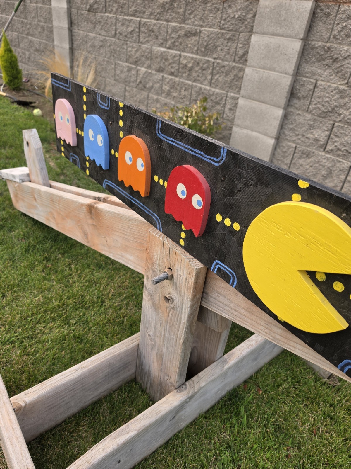 ARCADE WOOD SIGNAGE COOL VINTAGE WALL ART PUB CRAFT PAC MAN COLLECTOR PEICE