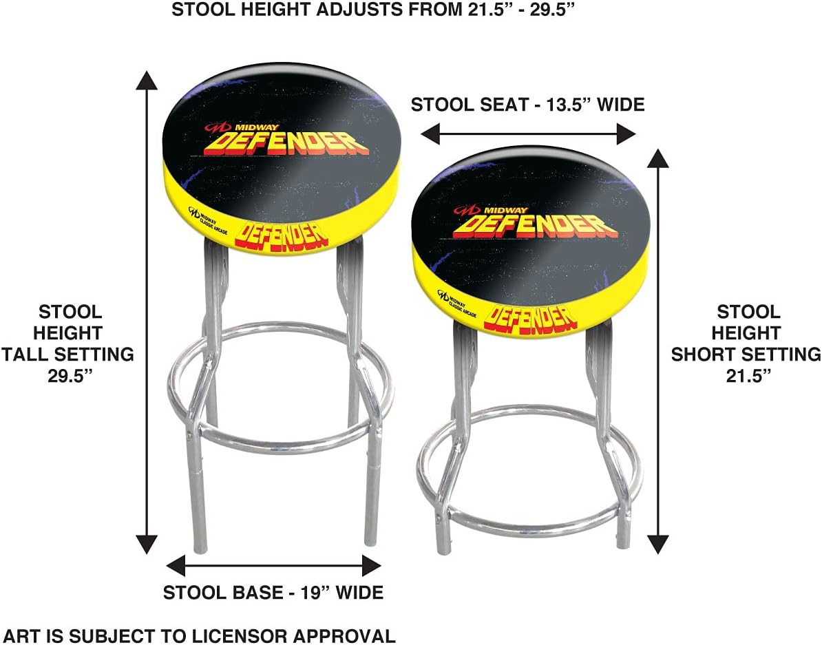 ARCADE1UP Stool Adjustable Height 21.5 Inches to 29.5 Inches (Defender)