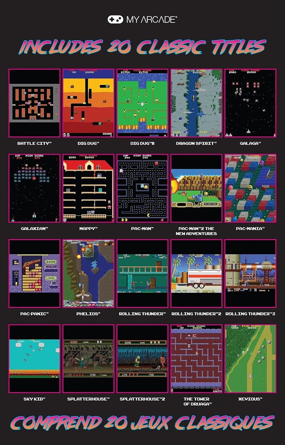 Compact 10 Inch Arcade Player with 20 Classic Games for Endless Entertainment