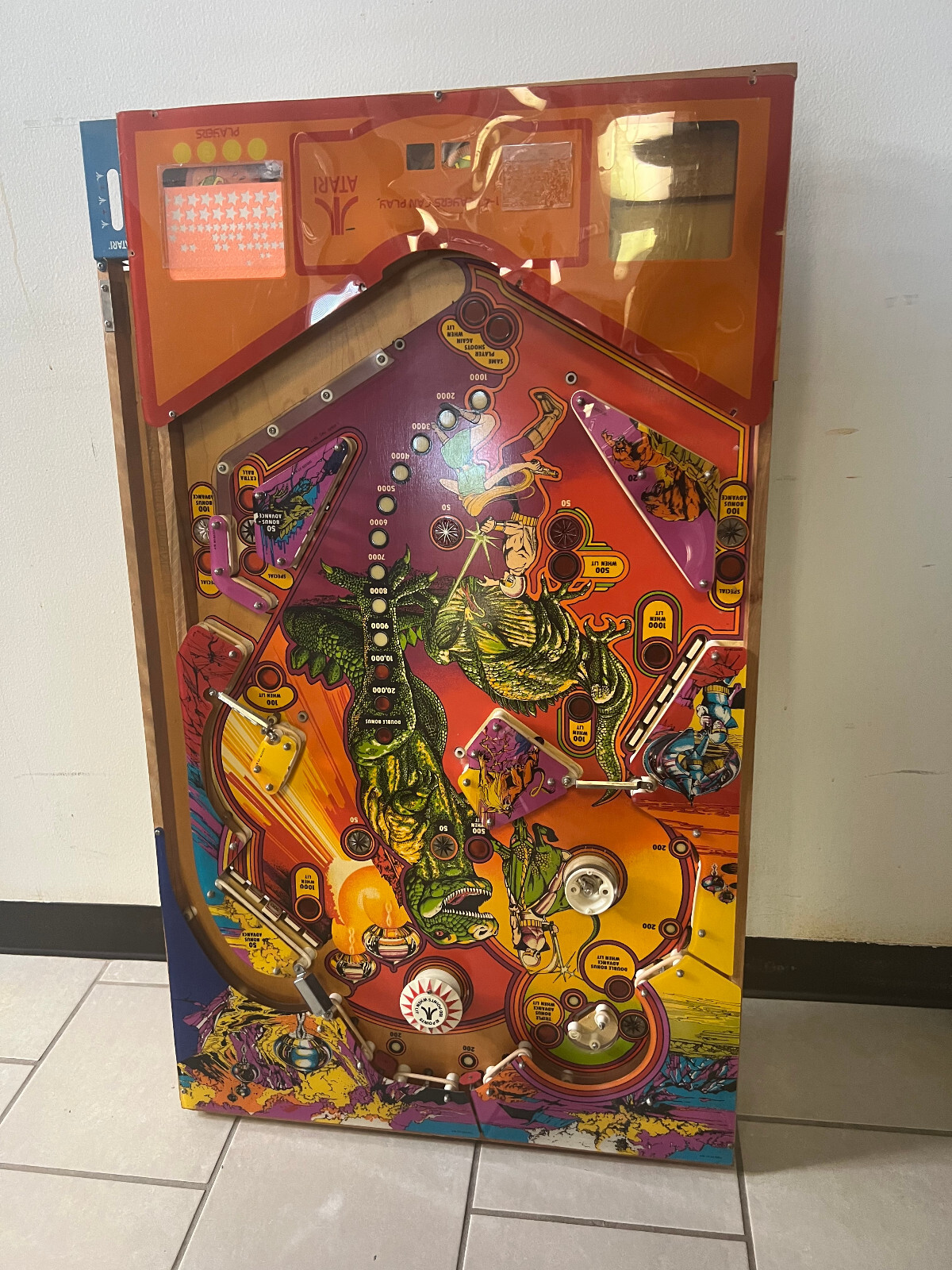 MIDDLE EARTH by ATARI 1978 Pinball PLAYFIELD (POPULATED)