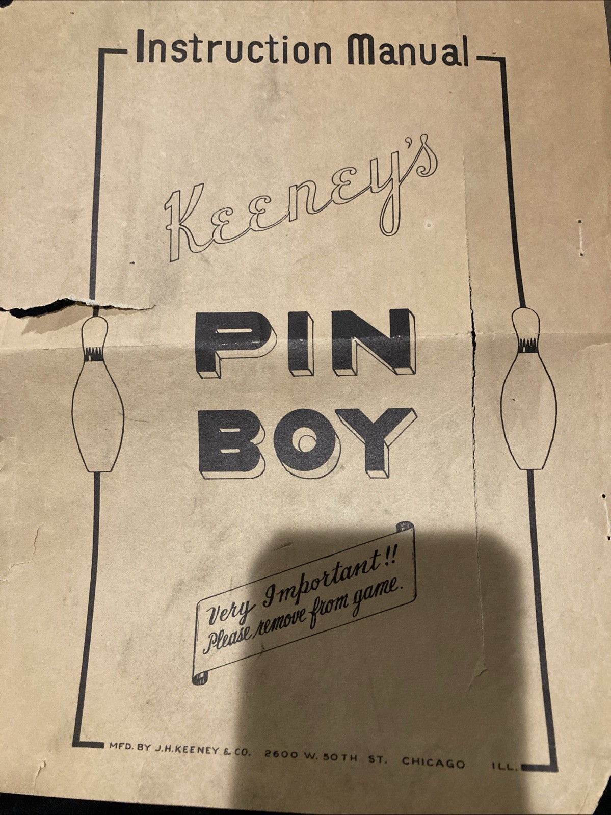 1949 Keeney’s Pin Boy Shuffle Board Bowling Alley Papers Schematic & Many Parts!