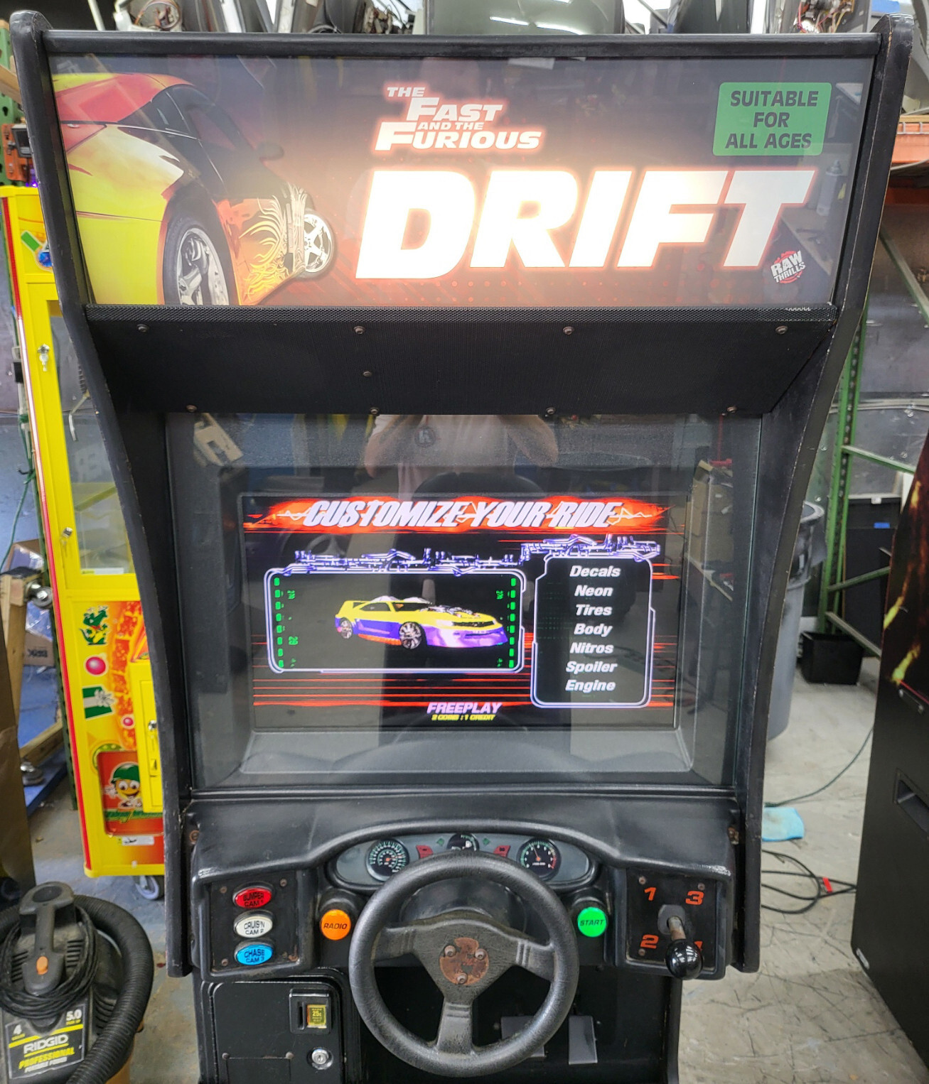 Fast and Furious DRIFT Sit Down Arcade Driving Video Game Machine – 25″ LCD