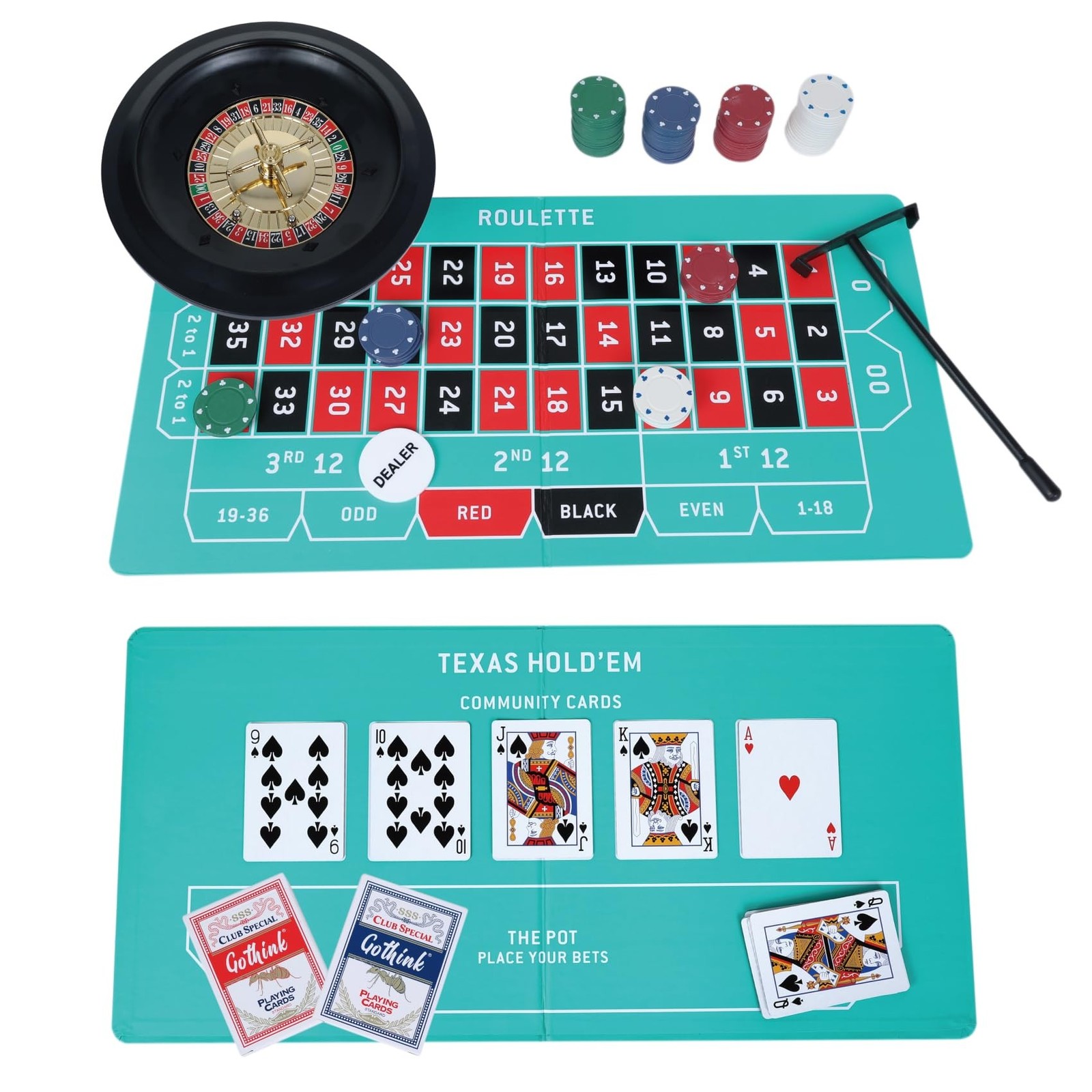 GOTHINK Roulette Wheel Game Set, Includes 10-inch Gambling Wheel, 200 Chips, …