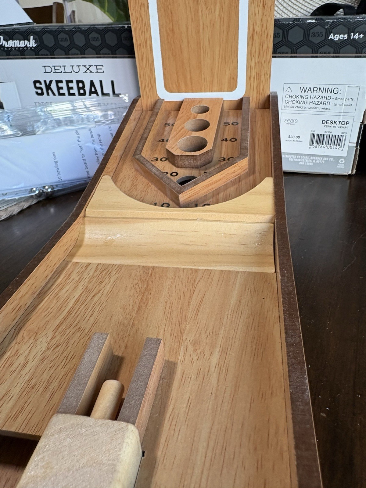 Promark Deluxe Skee Ball Wooden Desktop Arcade Game Complete In Box