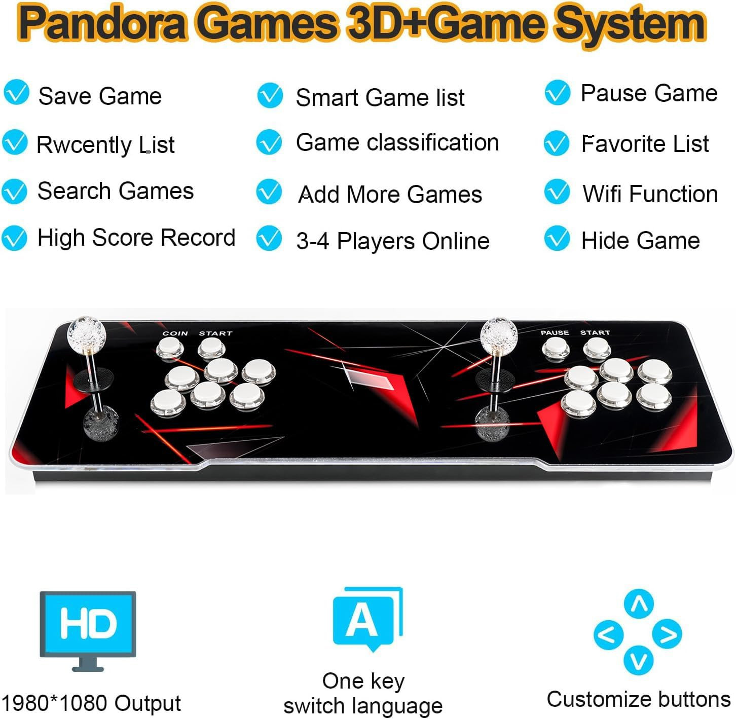 【 35000 Games in 1 】 70S Pandoras Box Arcade Game Console Retro Game Machine for