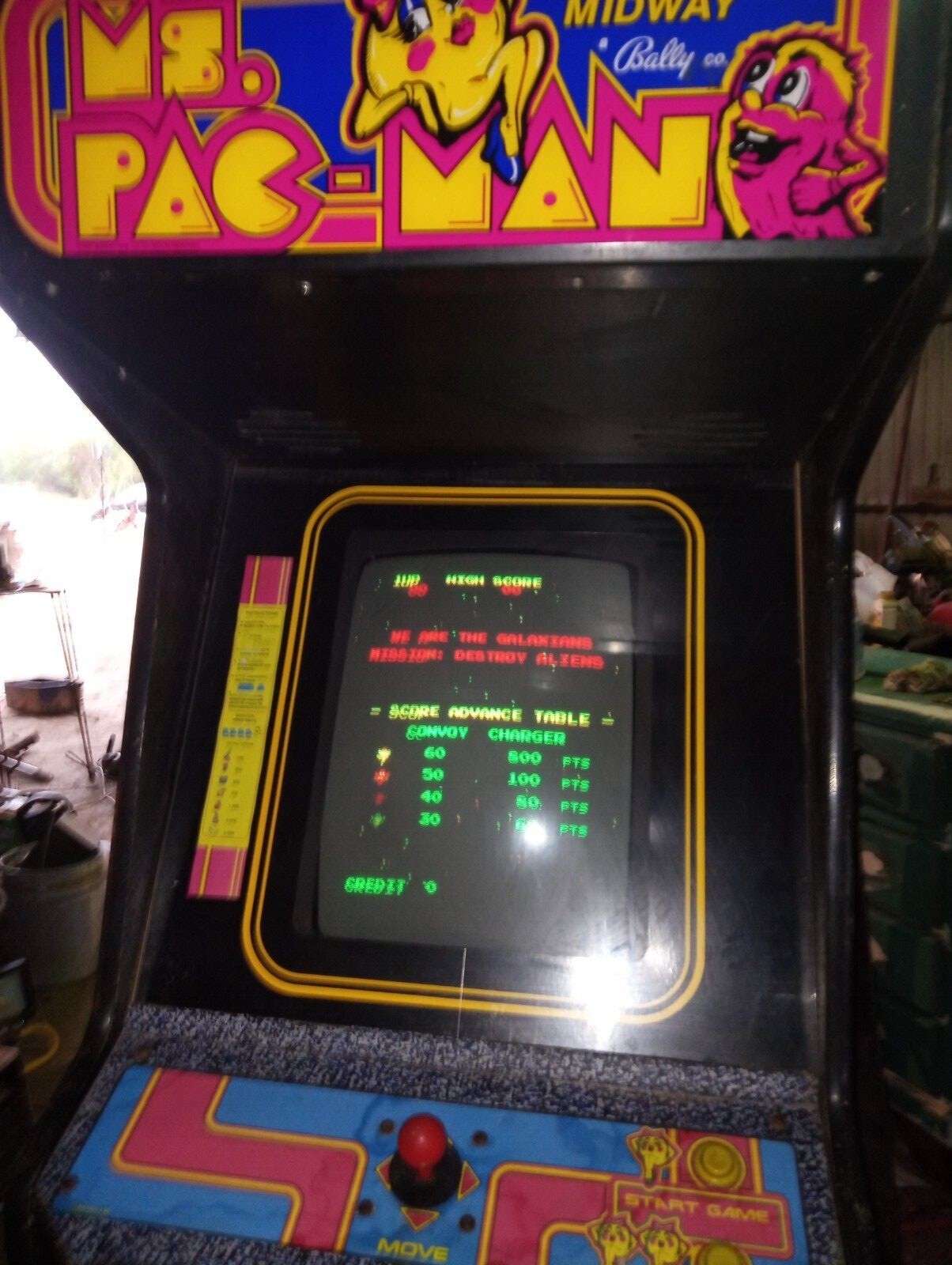 Vintage 1981 Ms Pac-Man video arcade game – Midway Bally Full Size Jamma Project