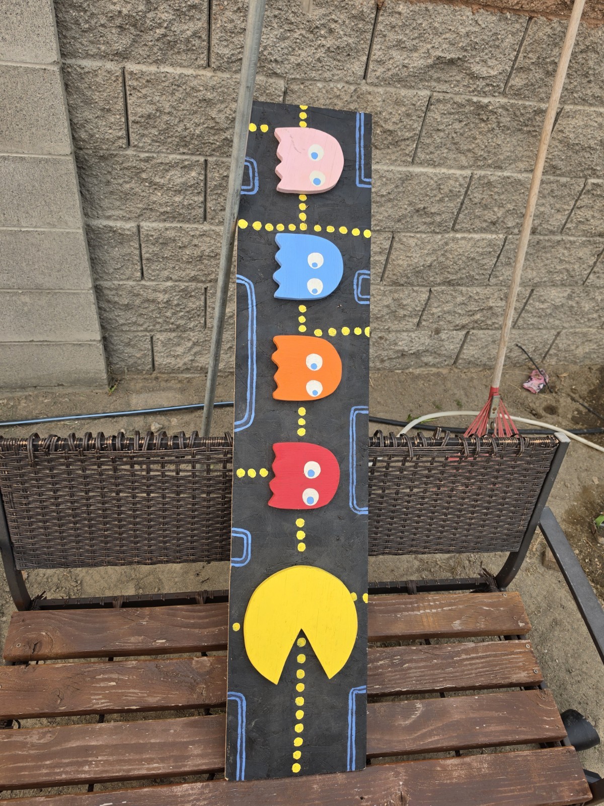 ARCADE WOOD SIGNAGE COOL VINTAGE WALL ART PUB CRAFT PAC MAN COLLECTOR PEICE