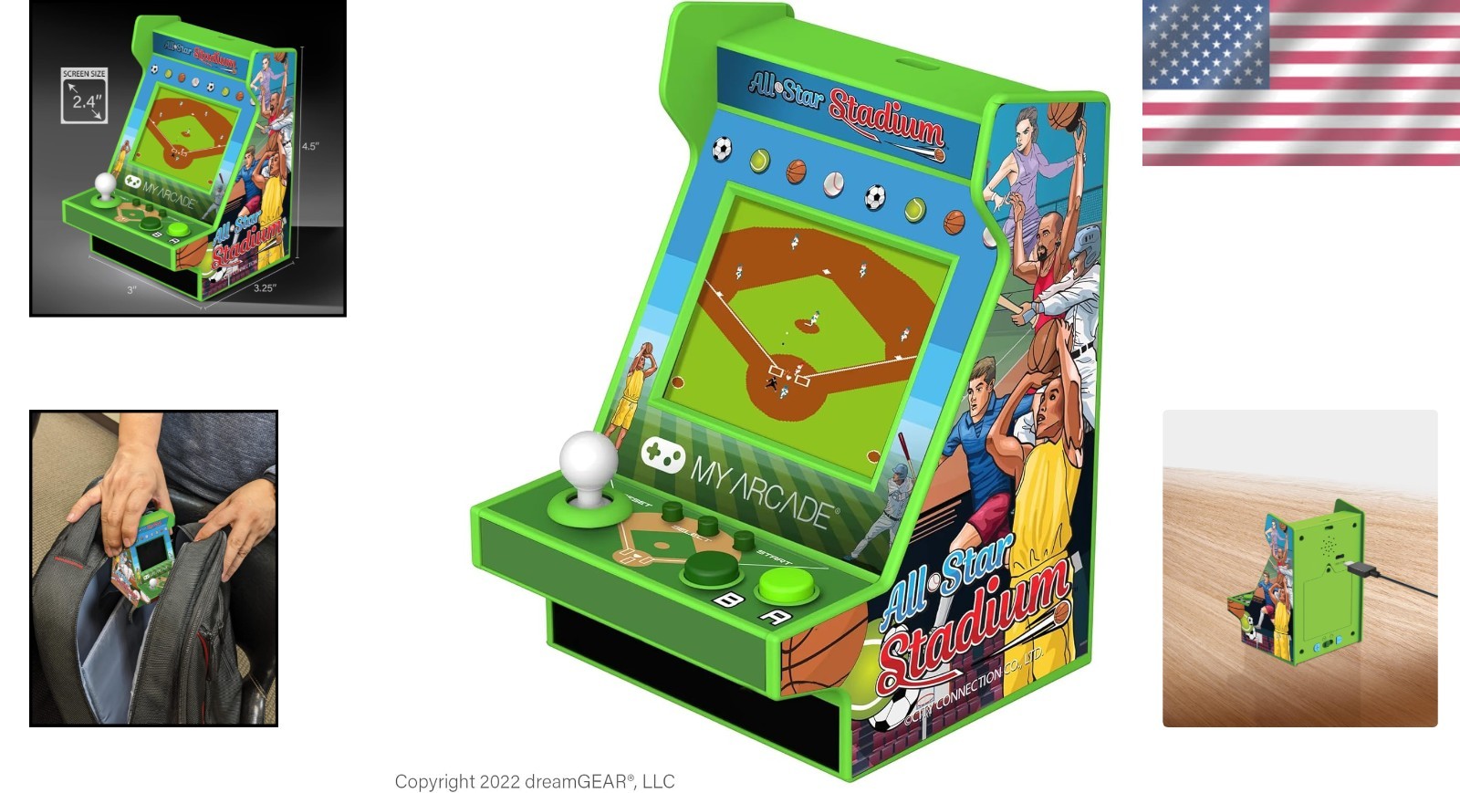 All Star Stadium Nano Player – Portable Mini Arcade w/207 Retro Games, 2.4″ S…