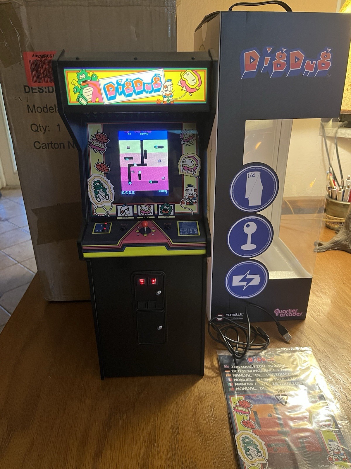 Quarter Arcades Official Dig Dug 1/4 Sized Mini Arcade Retro Cabinet by Numskull