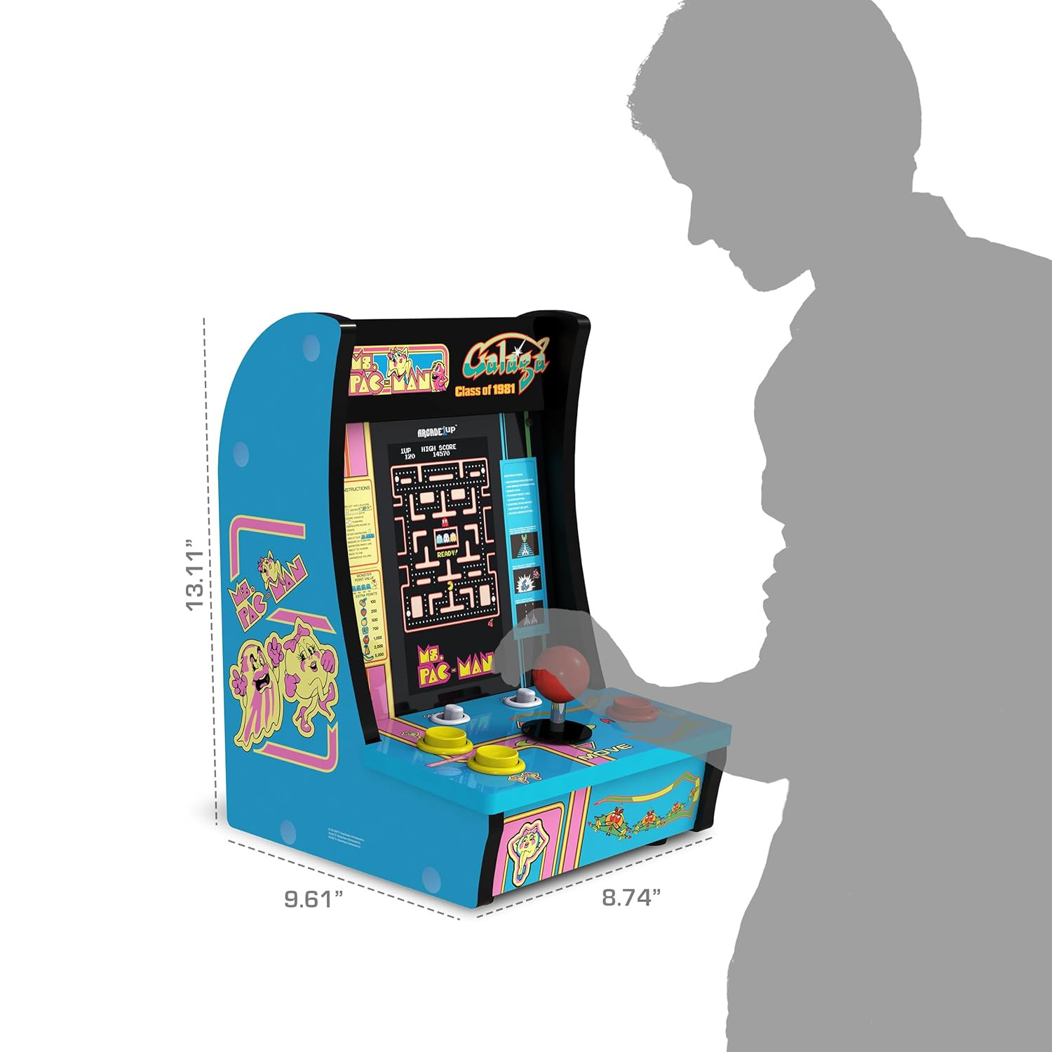 Class of ‘81 Ms. Pac-Man/Galaga Countercade – 3 Classic Games, Retro Game Consol
