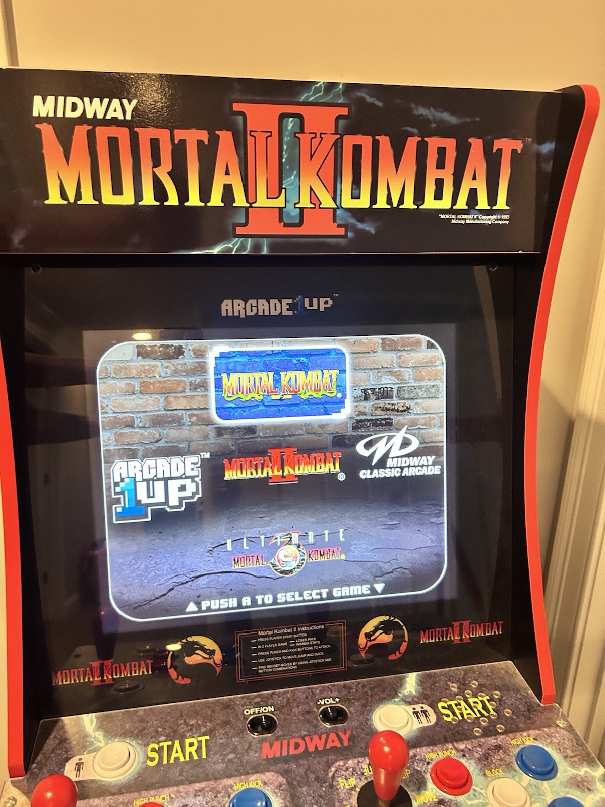 Mortal Kombat II Deluxe Arcade Machine Authentic Gaming Compact Design 68 lbs.