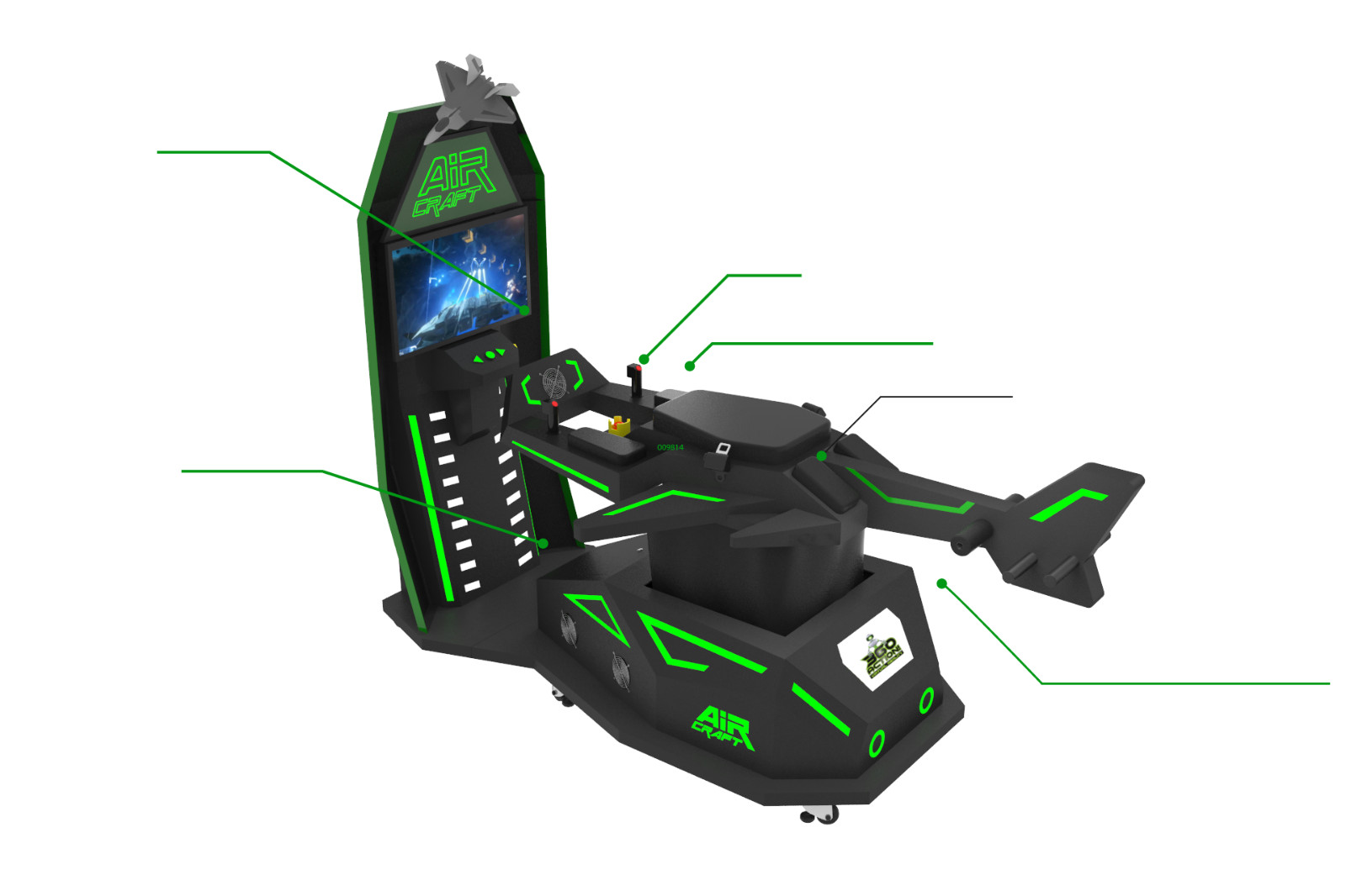 Arcade Virtual Reality Motion VR Ride Aircraft Simulator Demo Low Use
