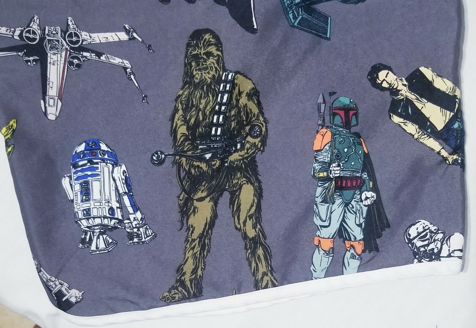 STAR WARS Men’s M R2D2 Mandalorian Chewbacca Gray Print Swim Trunks Board Shorts