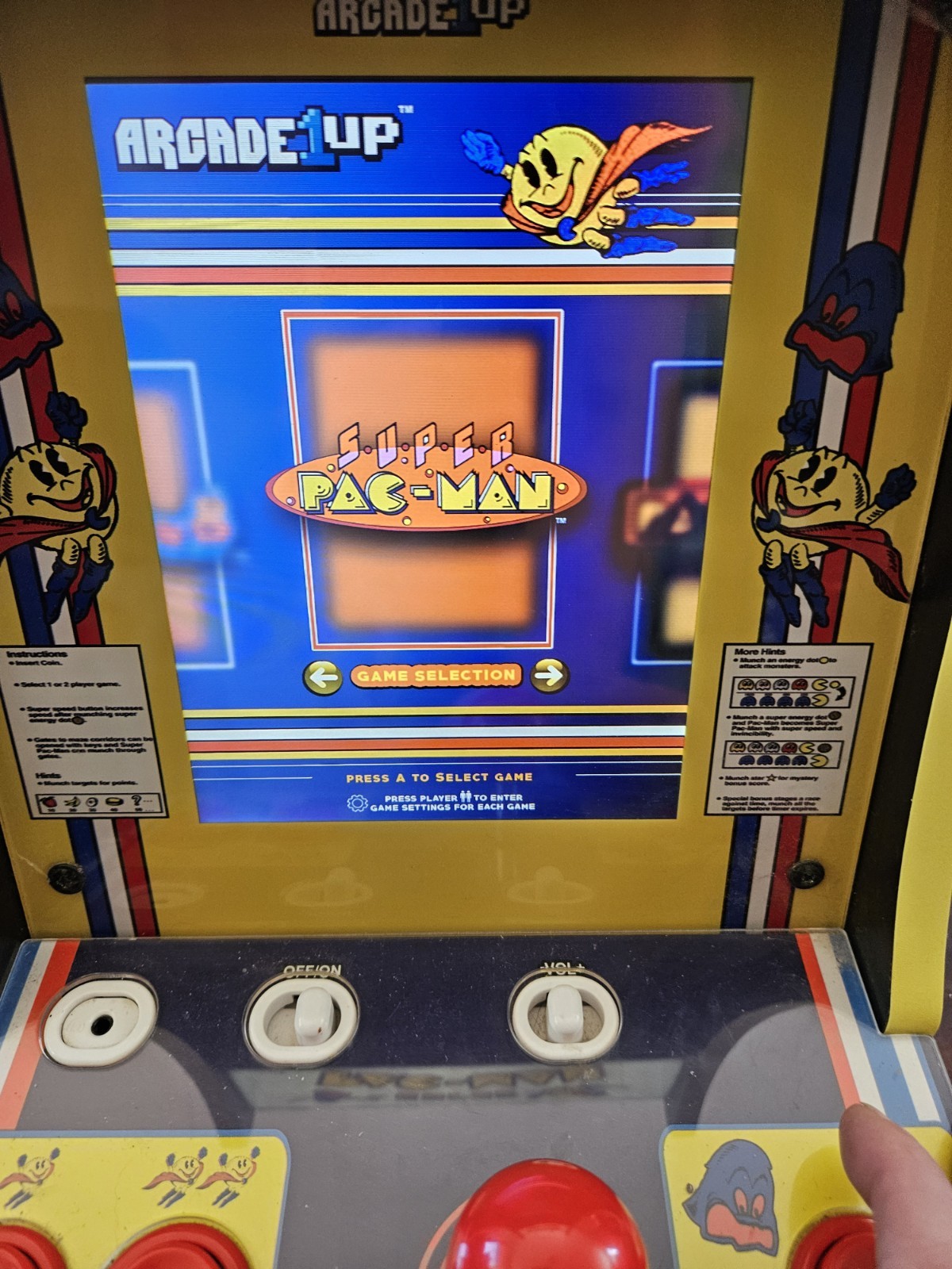 Arcade 1UP Super PAC-Man Counter Top Arcade Machine 4 Games PAC-C-01334 Tested