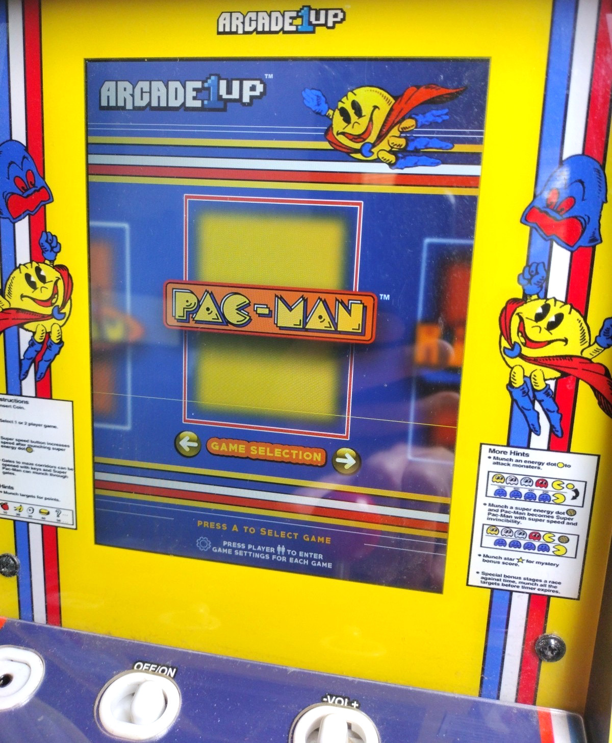 Super Pac-Man Tabletop Retro Arcade Game 4 Games in 1 Arcade-1-Up Works w Issue