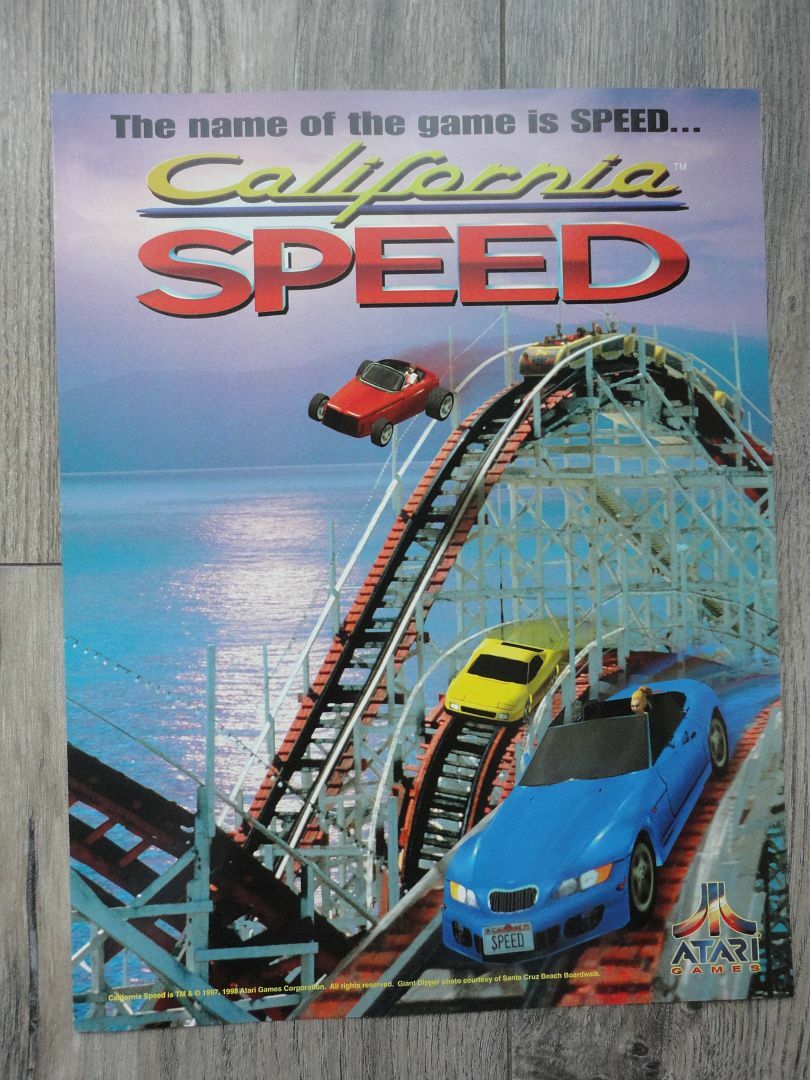 California Speed Video Arcade Machine Flyer Original Atari Brochure
