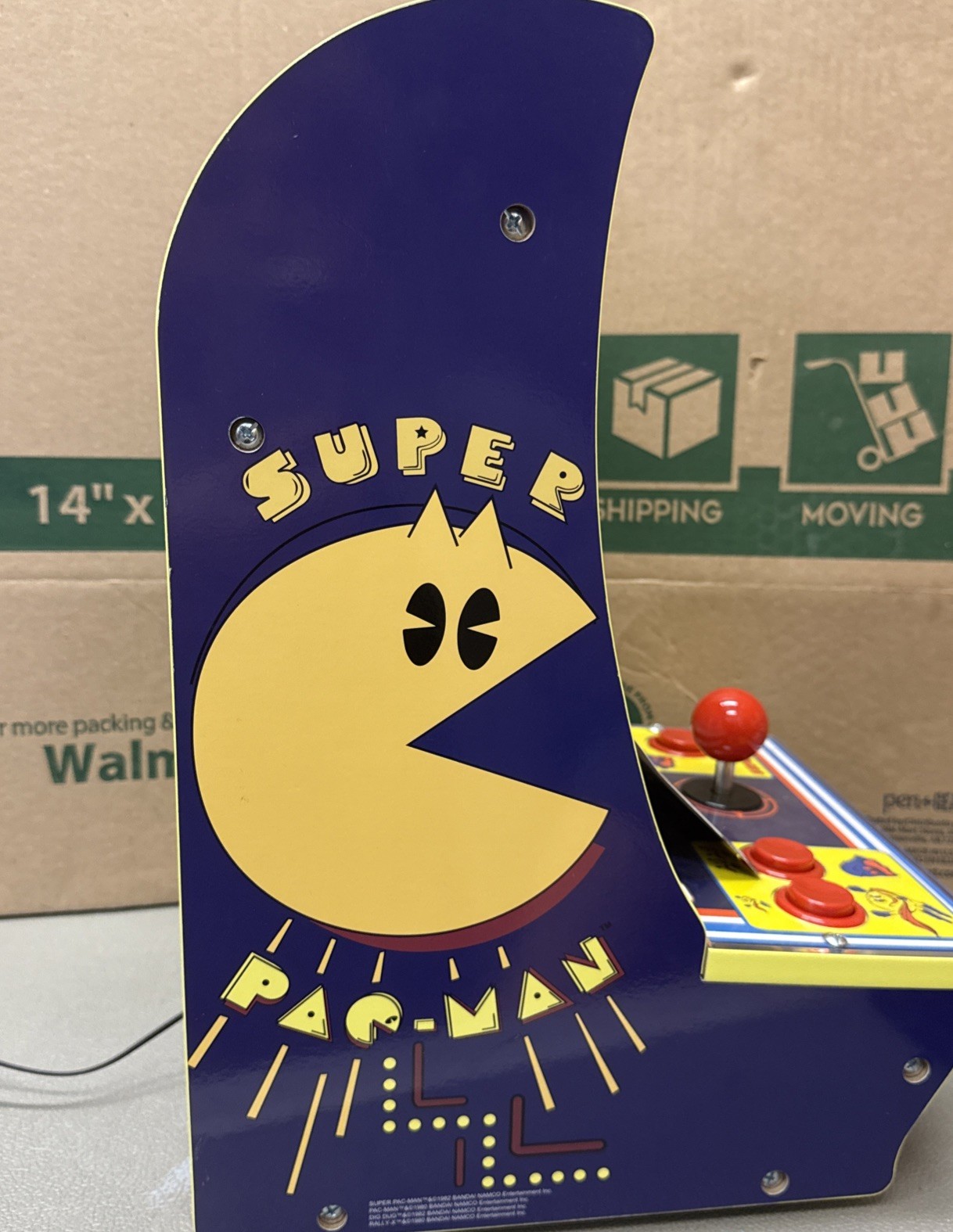 1982 – Super PAC-MAN Arcade 1UP Counter-Cade – GUC – With Manual – Power Adapter