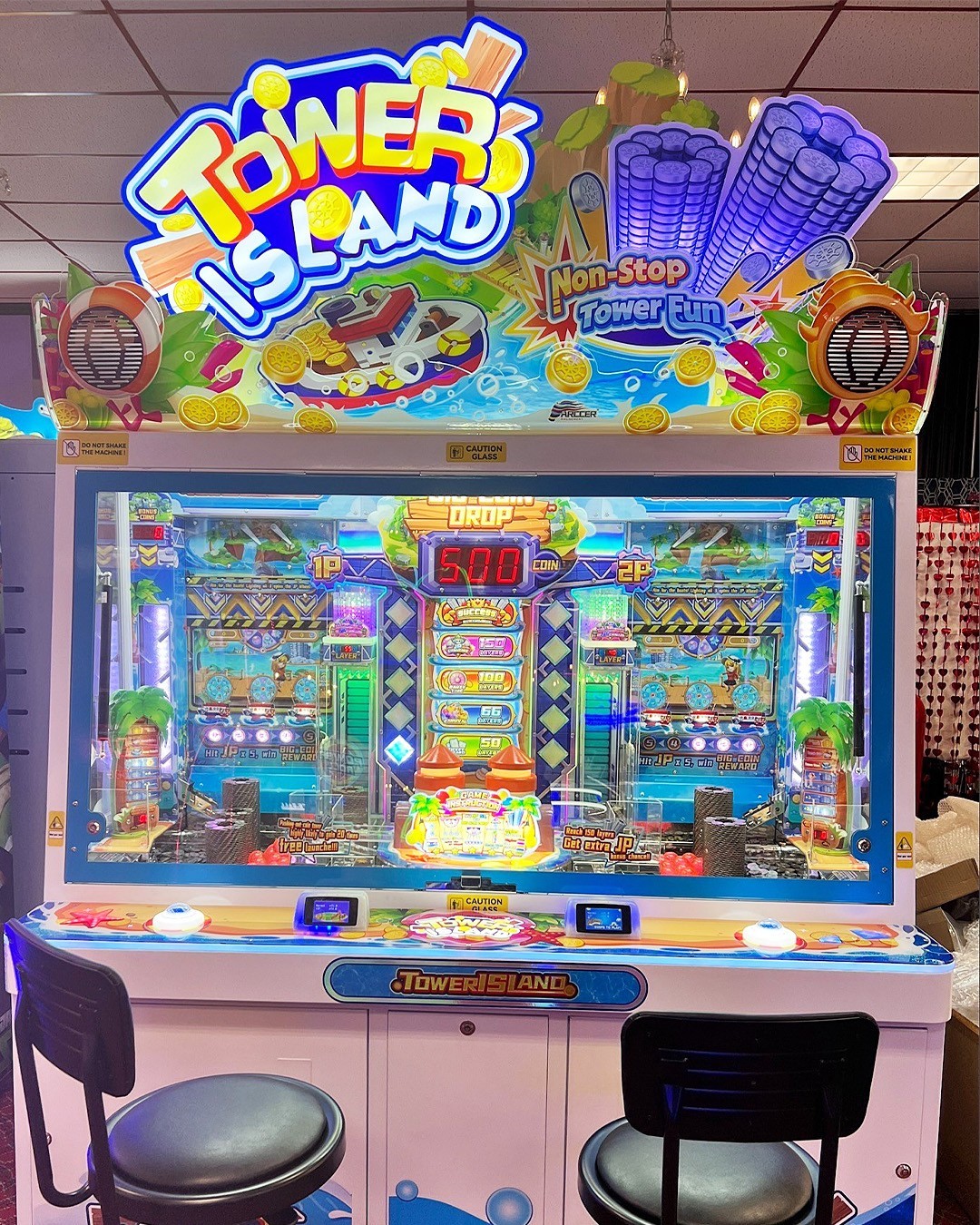 Bandai Namco Tower Island 2 Player Pusher Arcade Game – Multi-Level Coin Pusher