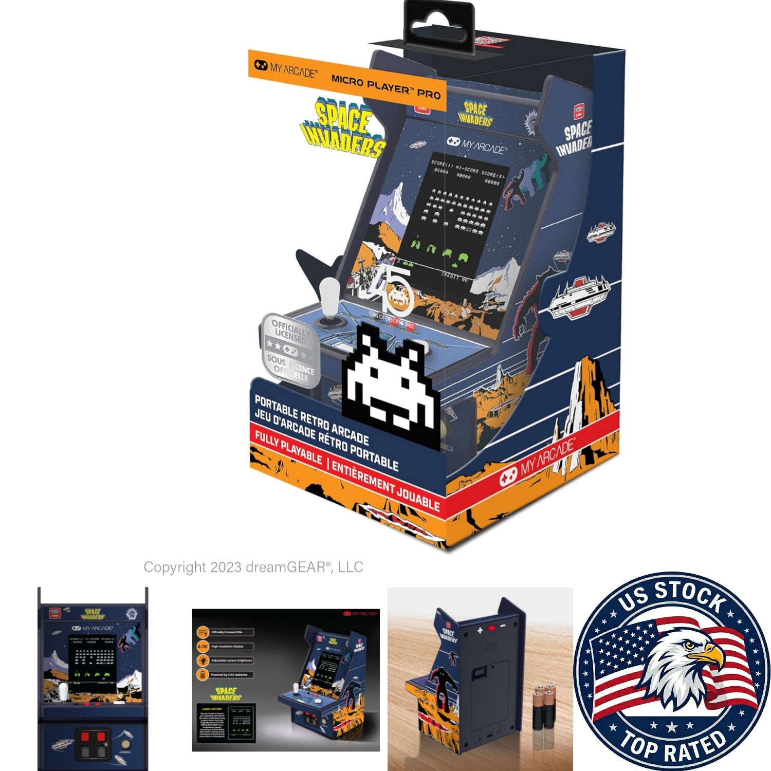 Portable Space Invaders Arcade – 6.75″ Mini Gaming Console with Built-in Speaker