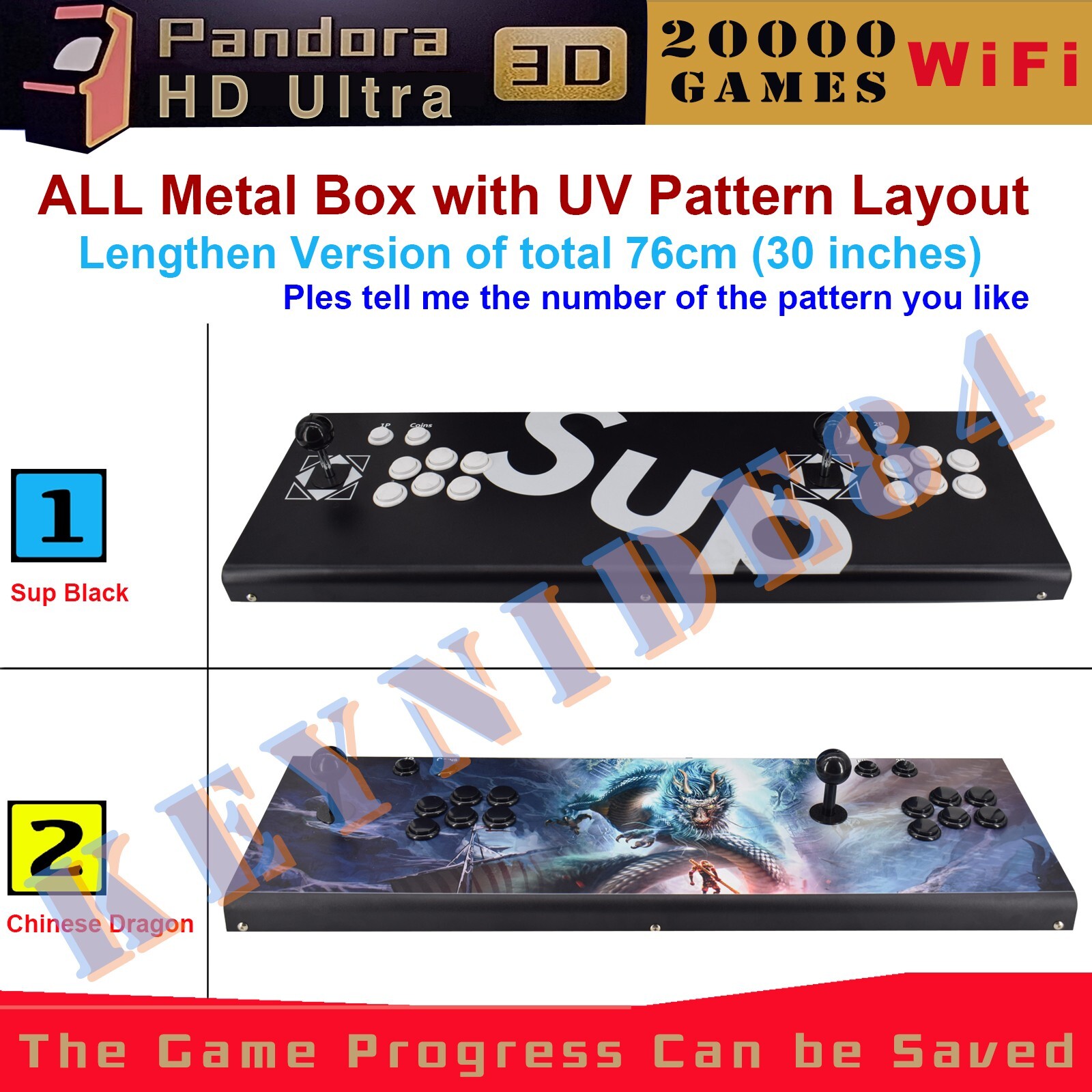 NEW 3D WiFi ALL Metal Lengthen 20000 Games Pandora’s Box Home Arcade 2 Players