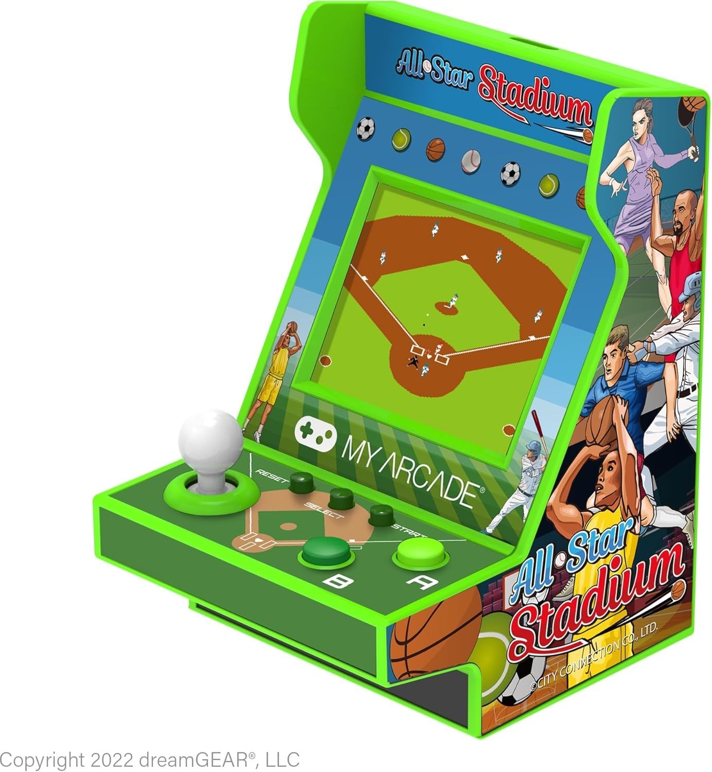All Star Stadium Pico Player – Portable Arcade with 107 Retro Games, 2″ Screen