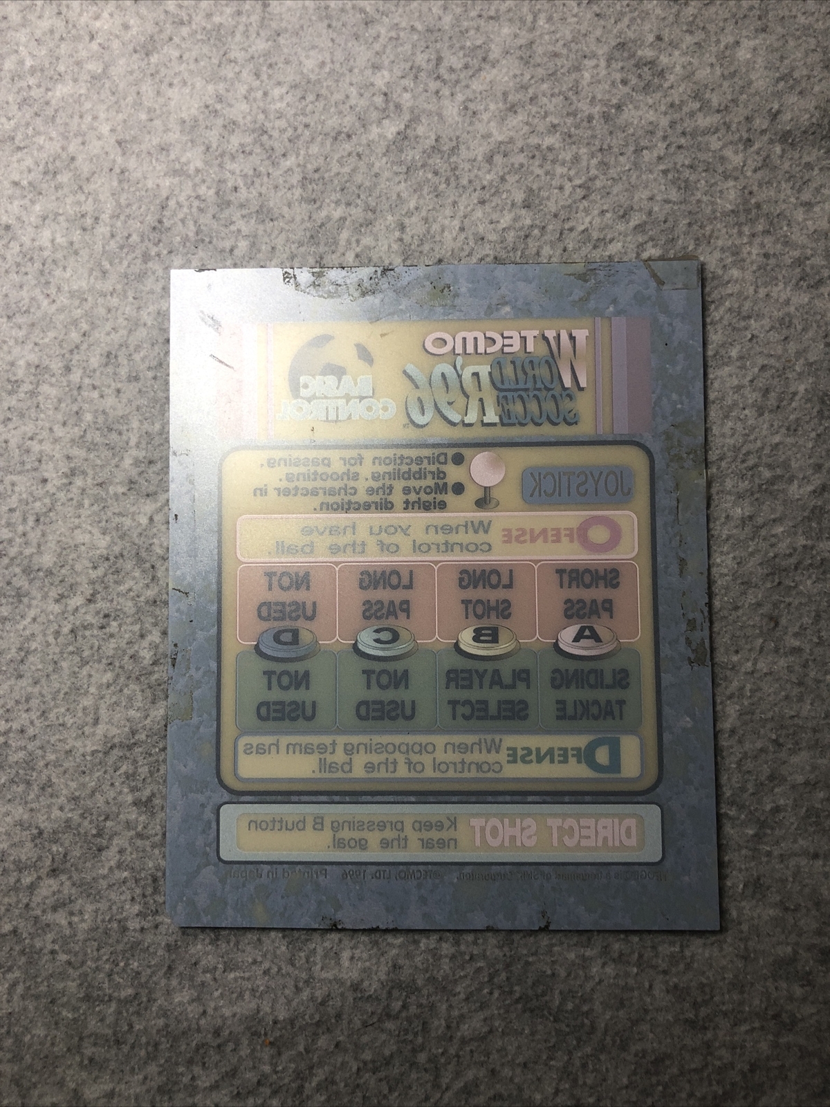 ***** World Soccer 96 Mini Marquee Header SNK Neo Geo Arcade *****