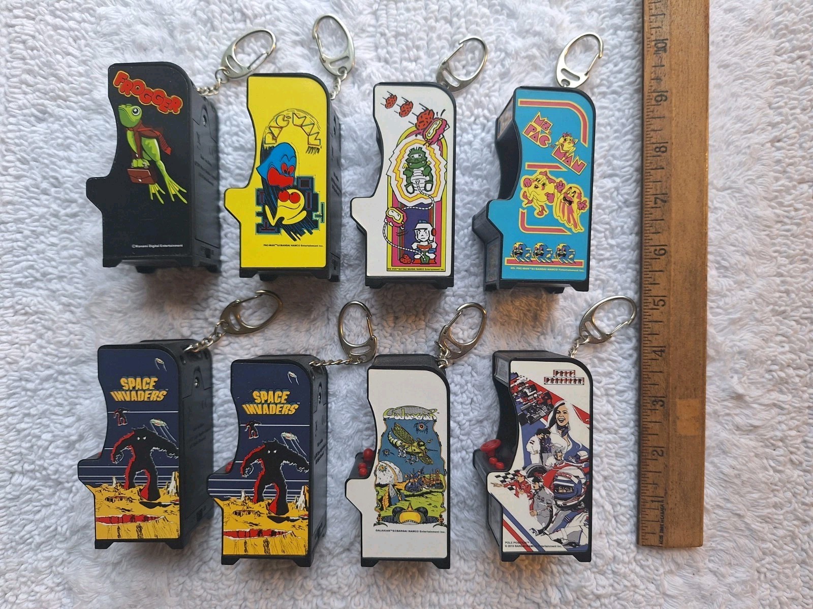 Tiny Arcade Games Keychain Lot of 8 PacMan Frogger Galaxian Dig Dug WORKING