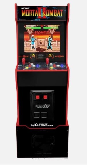 Arcade1up Mortal Kombat II Legacy 12-in-1 with lit marquee and riser