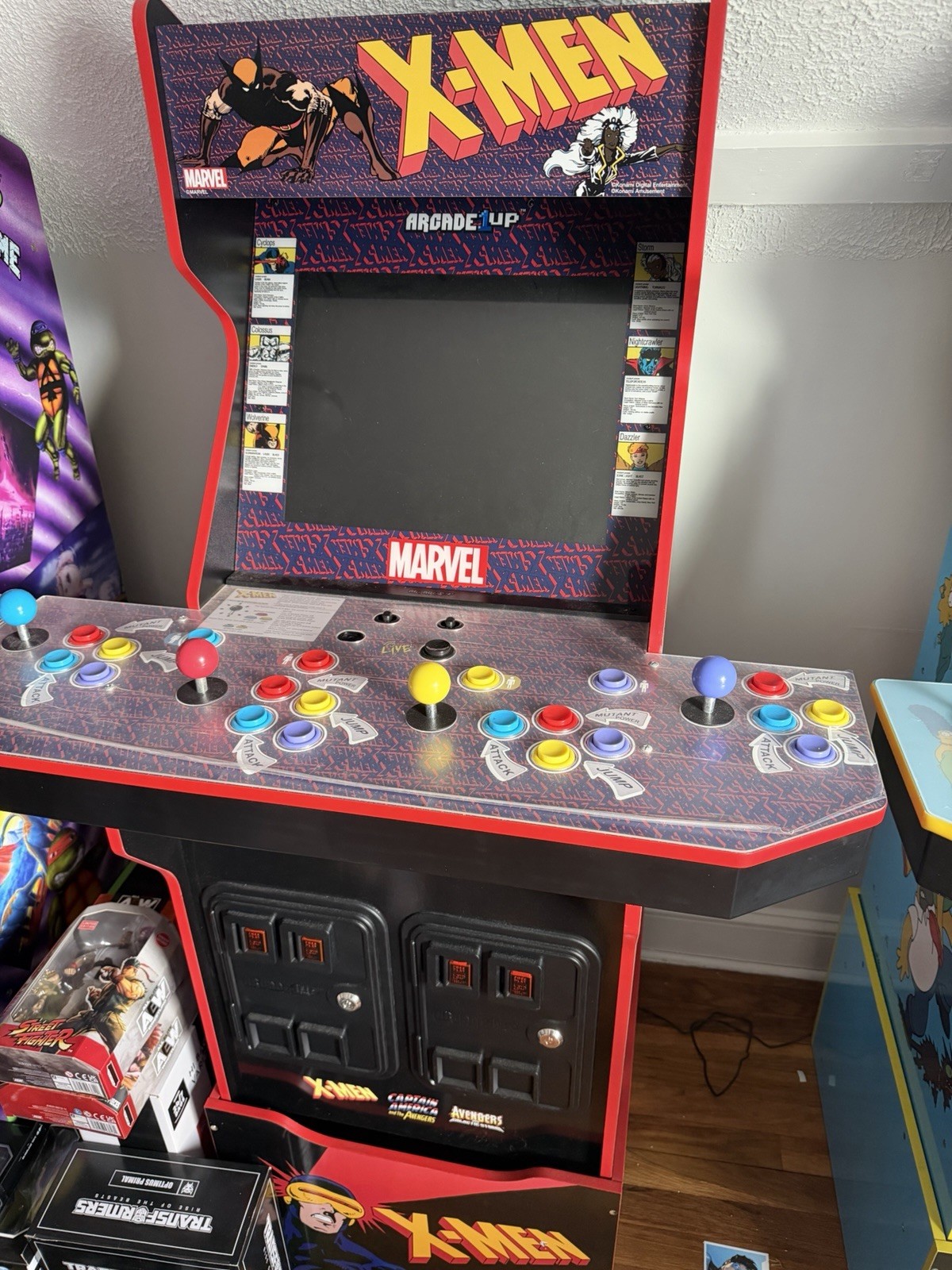 Arcade1Up Marvel X-Men 4 Player 3 Games Arcade Machine Stool & Riser RARE 🔥
